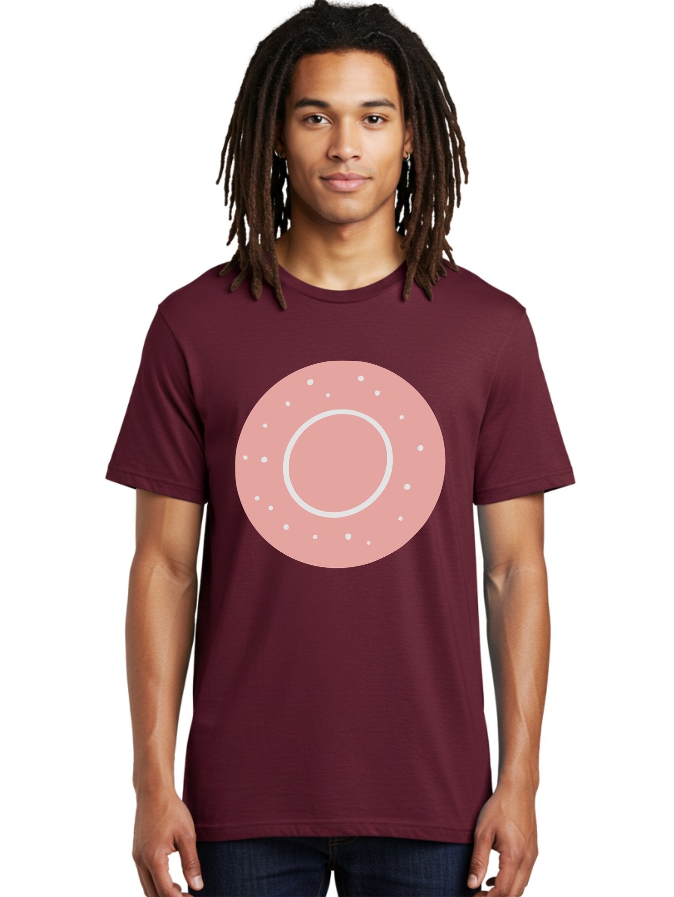 Donut Men'S Graphic Tee, 100% Cotton, Comfortable Casual Summer Wear, Machine Washable, Pink Donut, White Sprinkles, Sweet Treat, Tasty Pastry, Dessert Food, Baked Good, Ring Shaped, Food Illustration, Cute Design Aac019 28