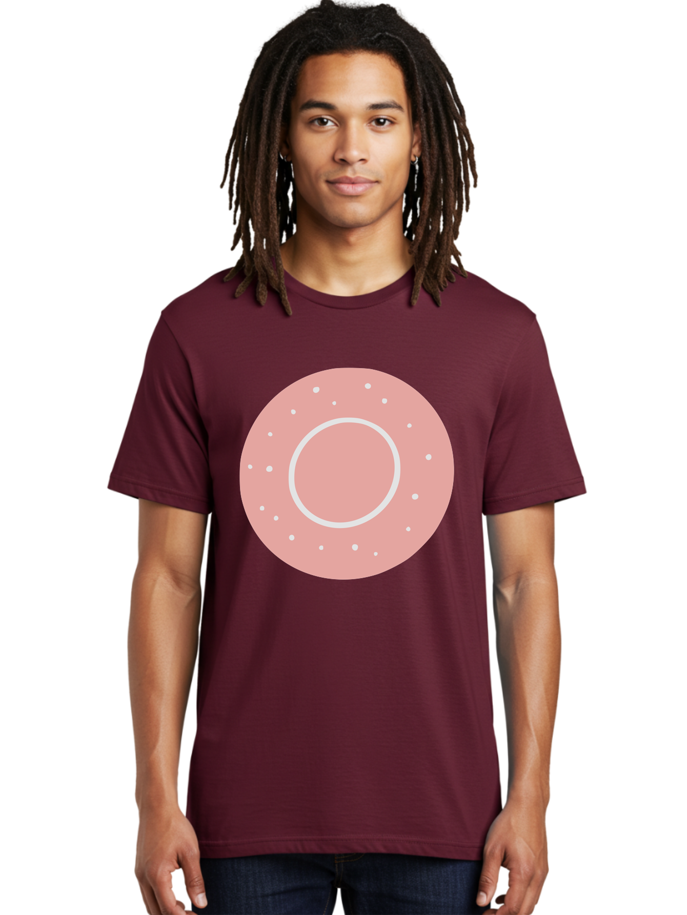 Donut Men'S Graphic Tee, 100% Cotton, Comfortable Casual Summer Wear, Machine Washable, Pink Donut, White Sprinkles, Sweet Treat, Tasty Pastry, Dessert Food, Baked Good, Ring Shaped, Food Illustration, Cute Design Aac019 6