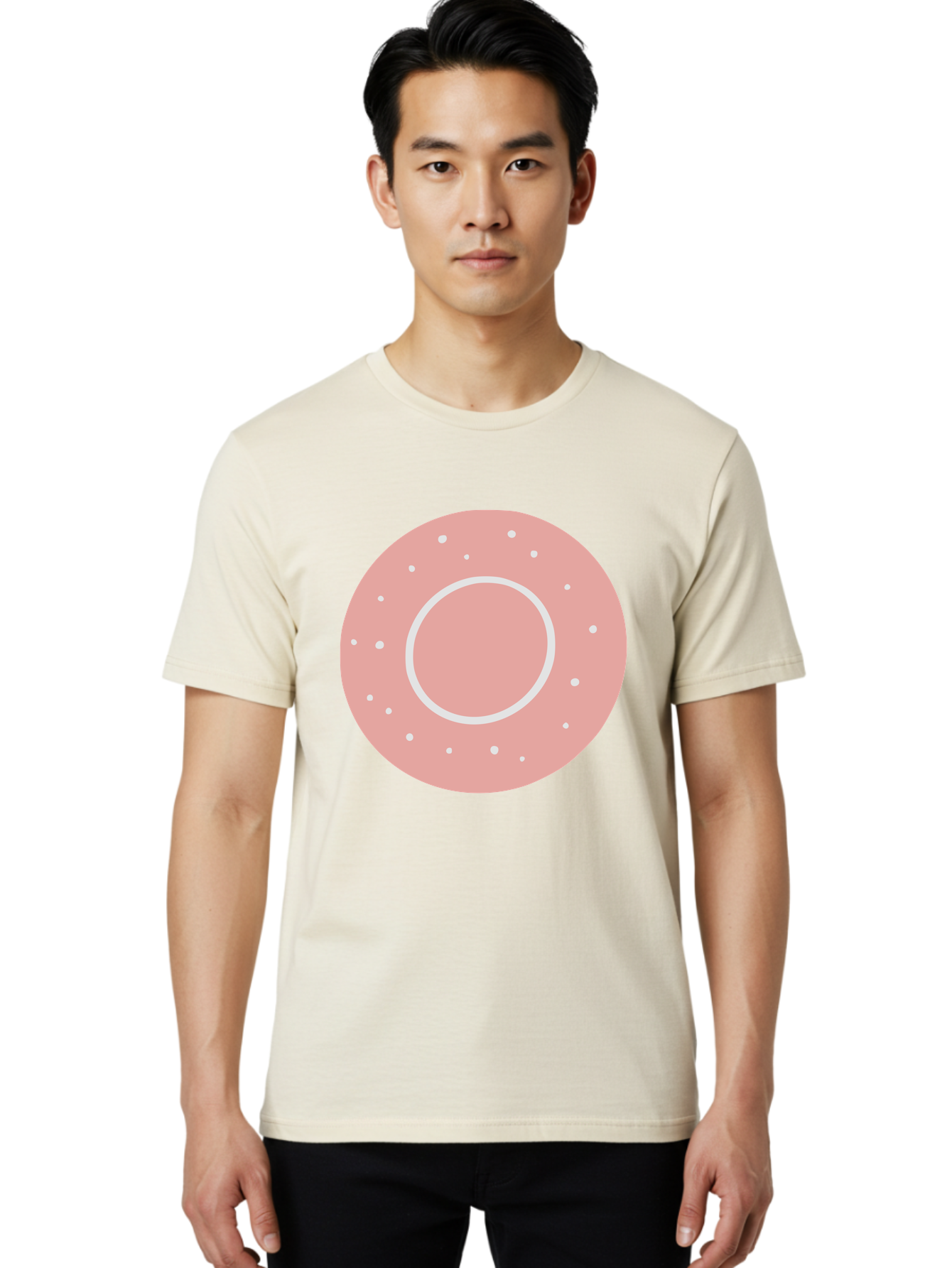 Donut Men'S Graphic Tee, 100% Cotton, Comfortable Casual Summer Wear, Machine Washable, Pink Donut, White Sprinkles, Sweet Treat, Tasty Pastry, Dessert Food, Baked Good, Ring Shaped, Food Illustration, Cute Design Aac019 14