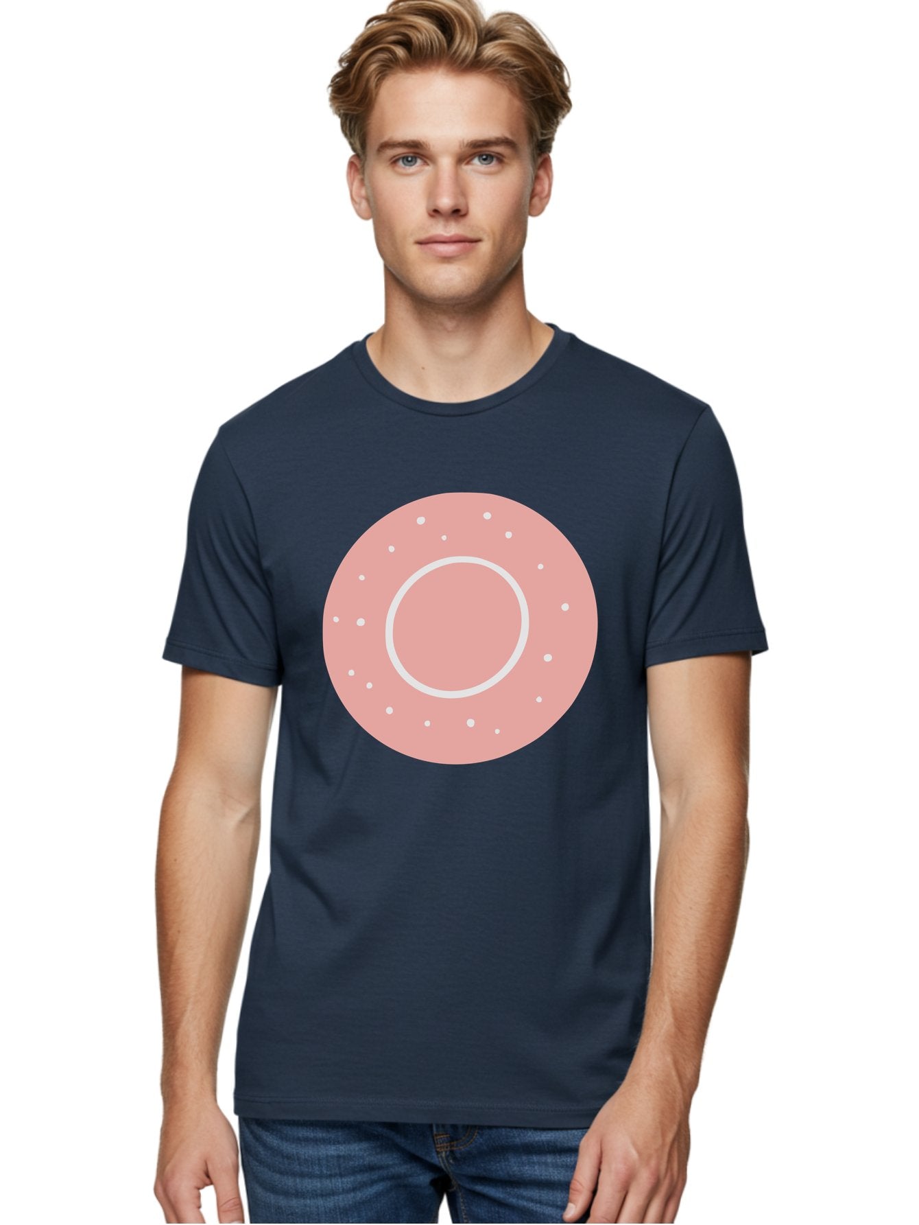 Donut Men'S Graphic Tee, 100% Cotton, Comfortable Casual Summer Wear, Machine Washable, Pink Donut, White Sprinkles, Sweet Treat, Tasty Pastry, Dessert Food, Baked Good, Ring Shaped, Food Illustration, Cute Design Aac019 27
