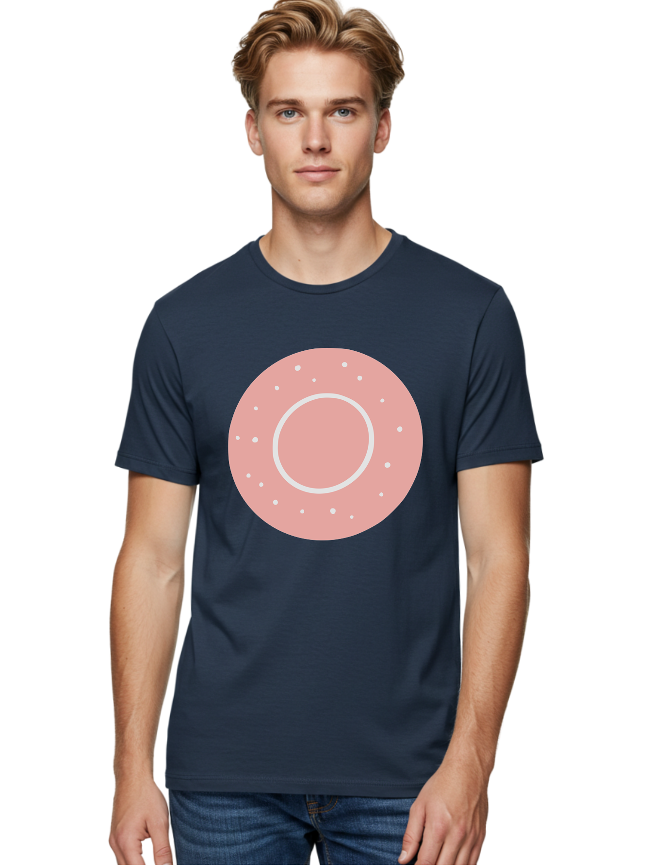Donut Men'S Graphic Tee, 100% Cotton, Comfortable Casual Summer Wear, Machine Washable, Pink Donut, White Sprinkles, Sweet Treat, Tasty Pastry, Dessert Food, Baked Good, Ring Shaped, Food Illustration, Cute Design Aac019 8