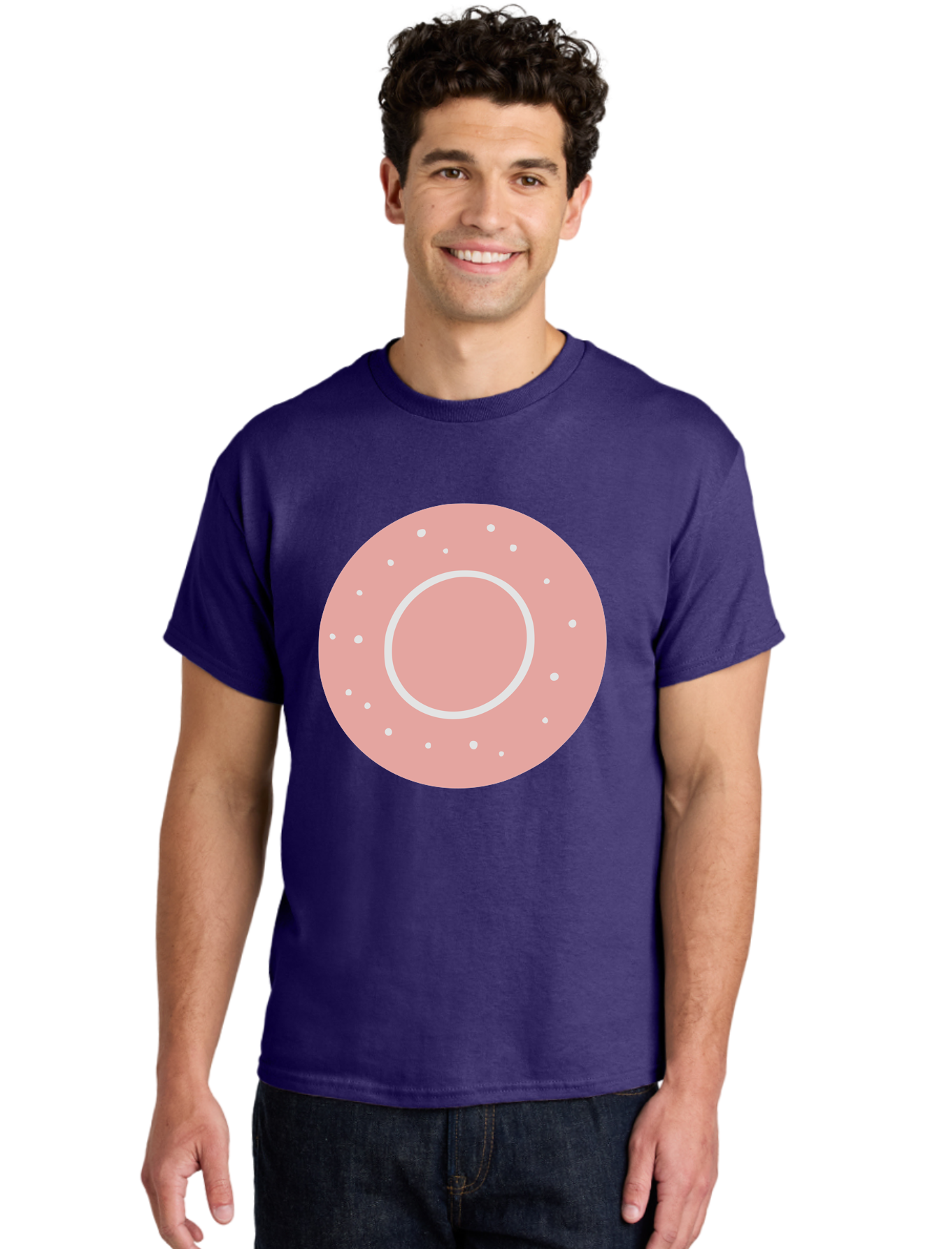 Donut Men'S Graphic Tee, 100% Cotton, Comfortable Casual Summer Wear, Machine Washable, Pink Donut, White Sprinkles, Sweet Treat, Tasty Pastry, Dessert Food, Baked Good, Ring Shaped, Food Illustration, Cute Design Aac019 20
