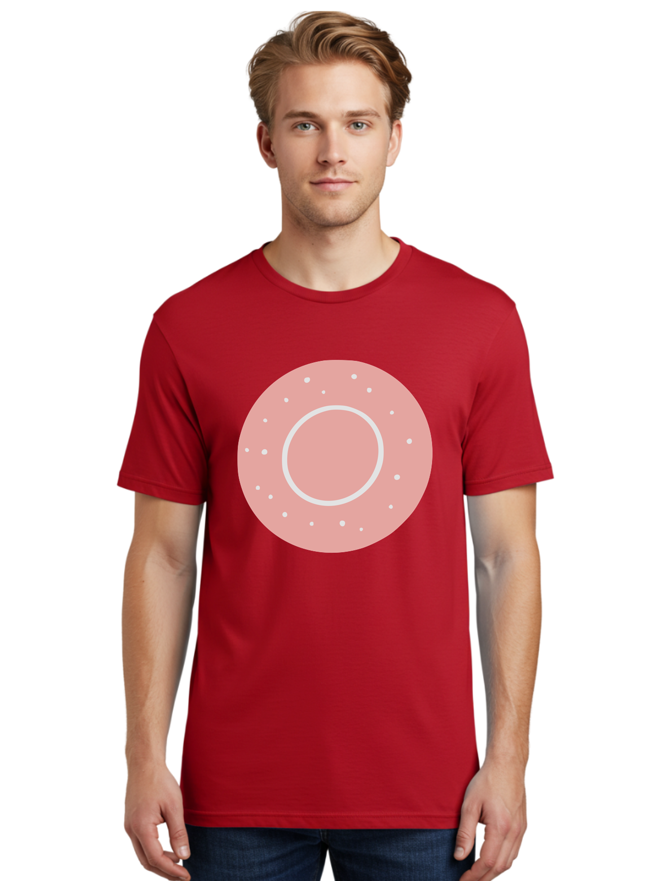 Donut Men'S Graphic Tee, 100% Cotton, Comfortable Casual Summer Wear, Machine Washable, Pink Donut, White Sprinkles, Sweet Treat, Tasty Pastry, Dessert Food, Baked Good, Ring Shaped, Food Illustration, Cute Design Aac019 18