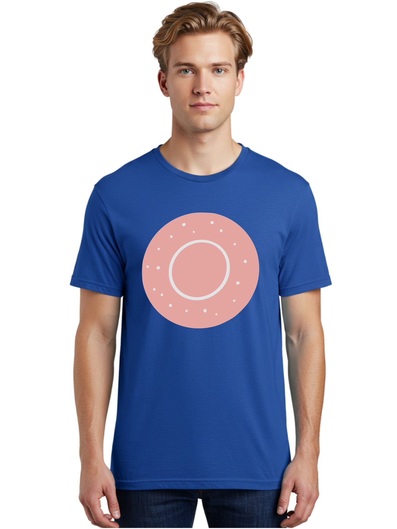Donut Men'S Graphic Tee, 100% Cotton, Comfortable Casual Summer Wear, Machine Washable, Pink Donut, White Sprinkles, Sweet Treat, Tasty Pastry, Dessert Food, Baked Good, Ring Shaped, Food Illustration, Cute Design Aac019 4