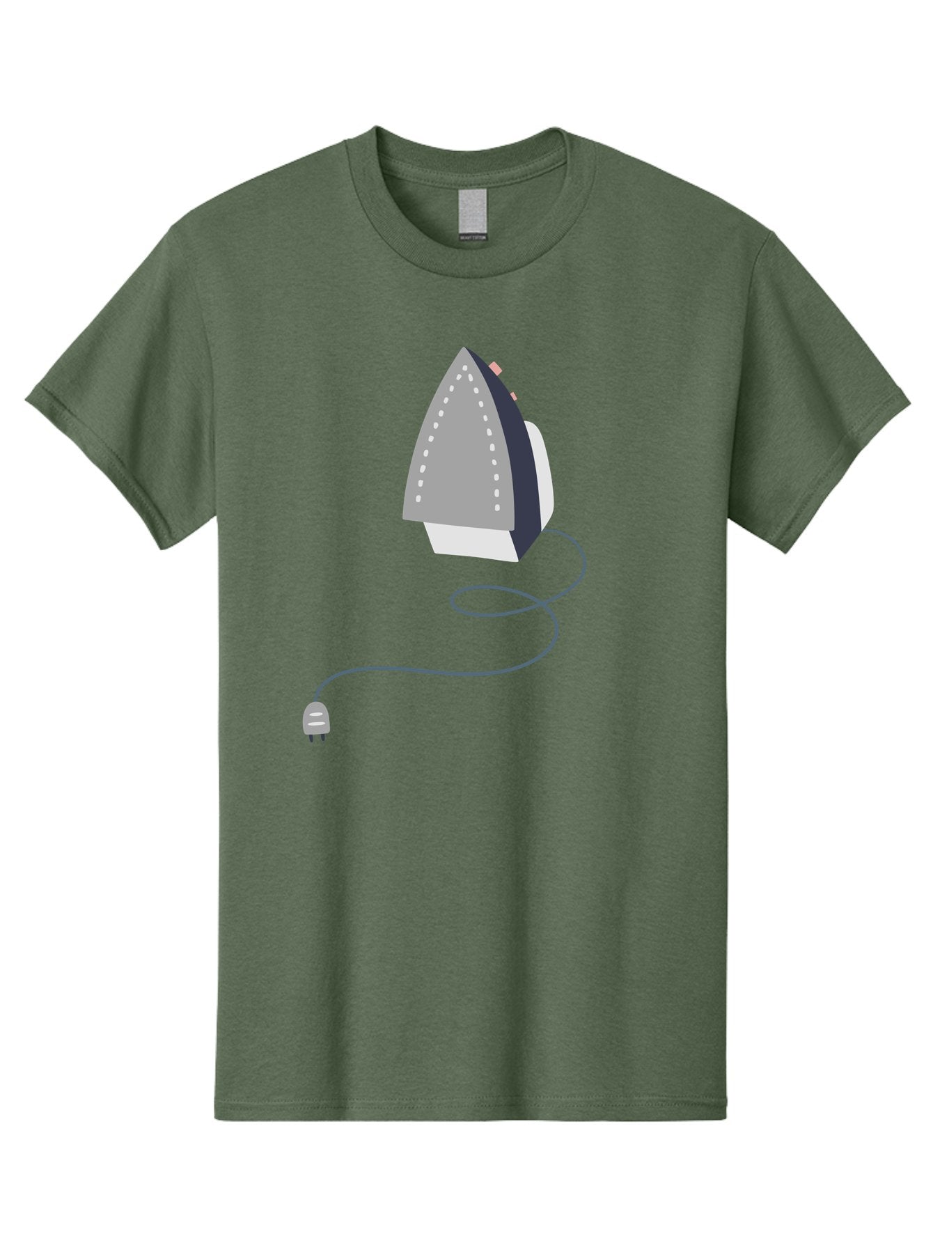 Electric-Iron Men'S Graphic Tee, 100% Cotton, Comfortable Casual Summer Wear, Machine Washable, Electric Iron, Household Appliance, Ironing Clothes, Steam Iron, Corded Iron, Domestic Chores, Laundry Day Aac024 3