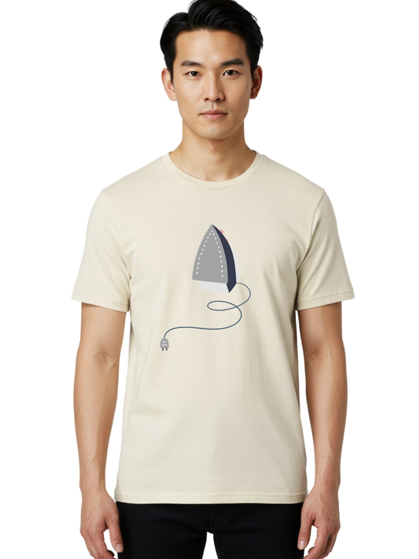 Electric-Iron Men'S Graphic Tee, 100% Cotton, Comfortable Casual Summer Wear, Machine Washable, Electric Iron, Household Appliance, Ironing Clothes, Steam Iron, Corded Iron, Domestic Chores, Laundry Day Aac024 20