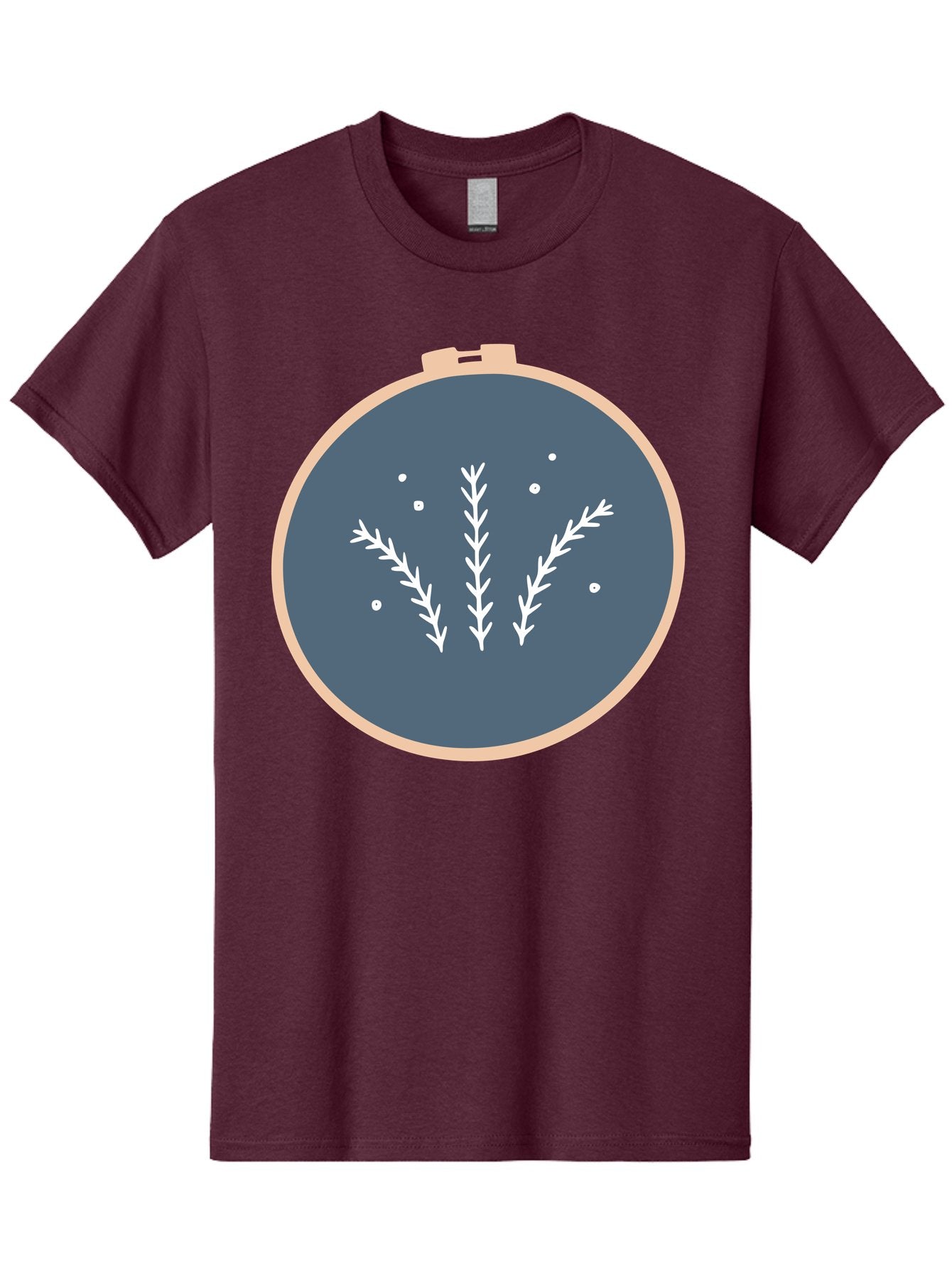 Embroidery-Hoop-1 Men'S Graphic Tee, 100% Cotton, Comfortable Casual Summer Wear, Machine Washable, Embroidery Hoop, White Branches, Gray Fabric, Stitching Pattern, Embroidery Design, Needlework, Handmade Craft, Decorative Art Aac026 7