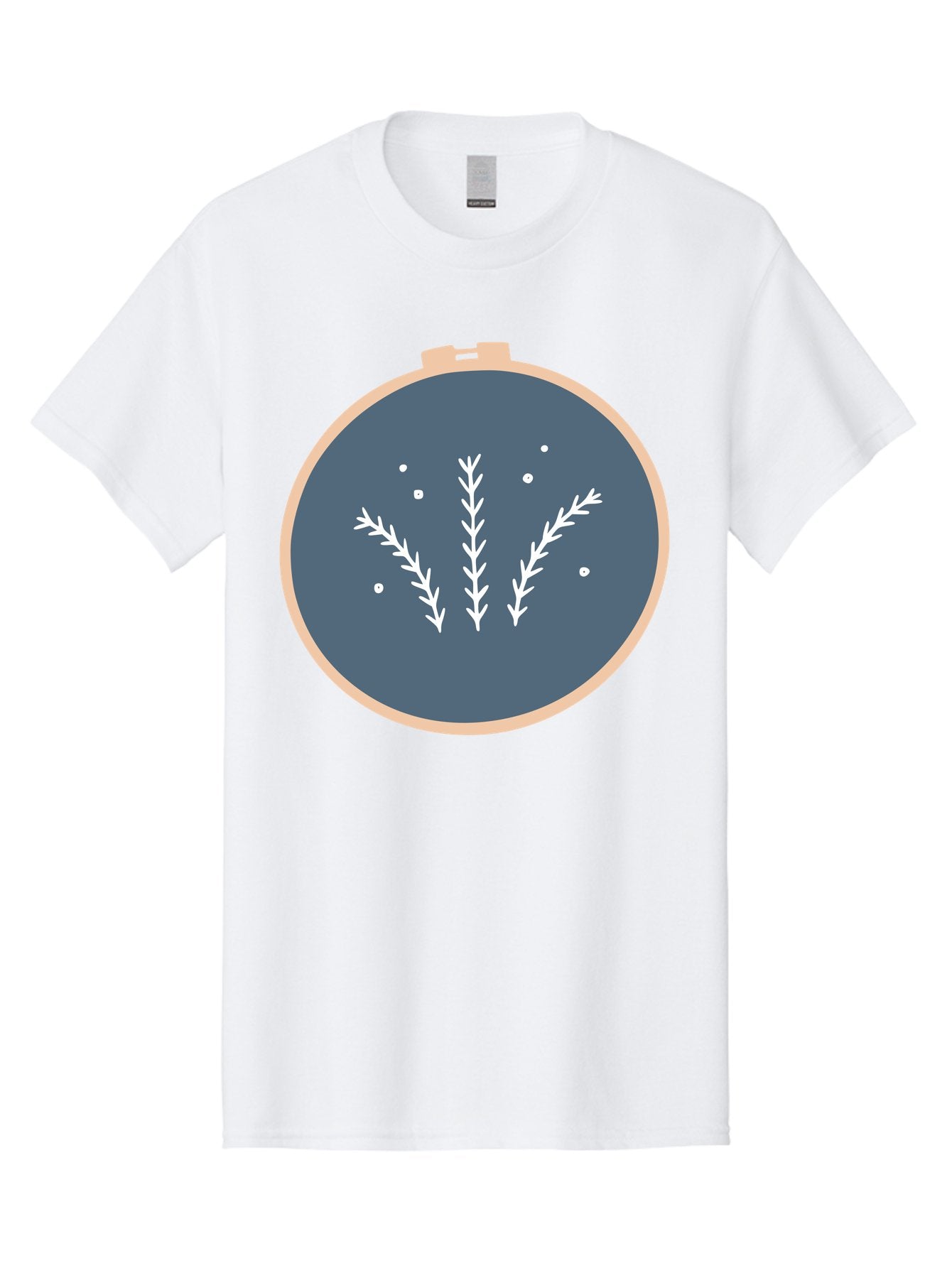 Embroidery-Hoop-1 Men'S Graphic Tee, 100% Cotton, Comfortable Casual Summer Wear, Machine Washable, Embroidery Hoop, White Branches, Gray Fabric, Stitching Pattern, Embroidery Design, Needlework, Handmade Craft, Decorative Art Aac026