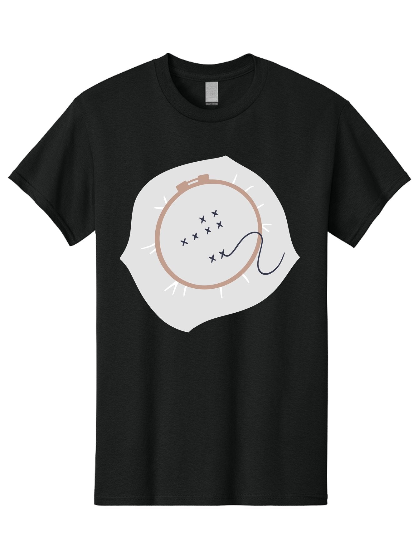 Embroidery-Hoop Men'S Graphic Tee, 100% Cotton, Comfortable Casual Summer Wear, Machine Washable, Embroidery Hoop, Stitching, Needlework, Sewing, Crafting, Diy Project, Handmade, Cross-Stitch Pattern, Thread, Fabric Art Aac027 9