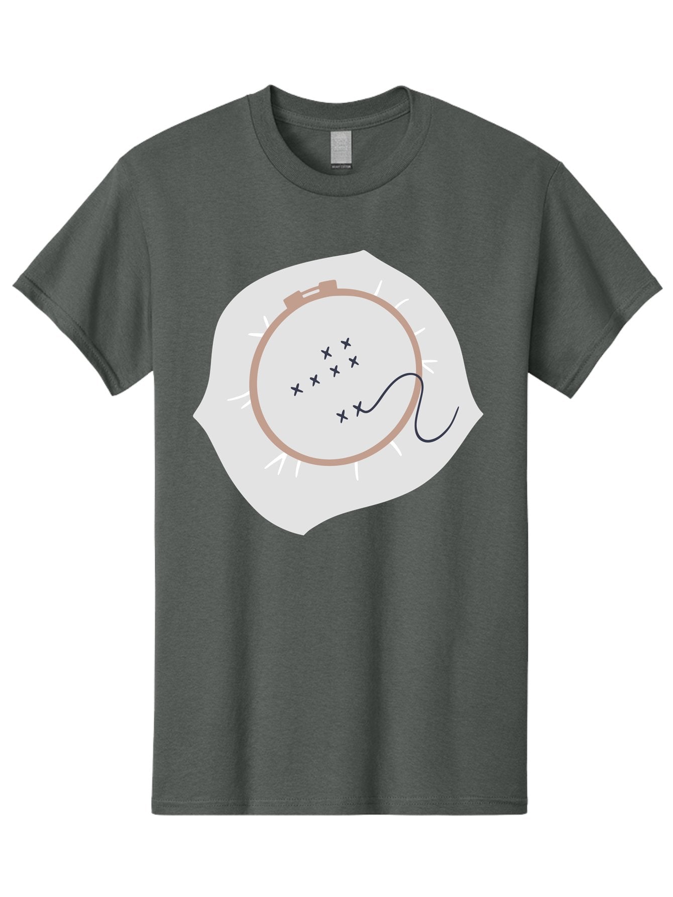 Embroidery-Hoop Men'S Graphic Tee, 100% Cotton, Comfortable Casual Summer Wear, Machine Washable, Embroidery Hoop, Stitching, Needlework, Sewing, Crafting, Diy Project, Handmade, Cross-Stitch Pattern, Thread, Fabric Art Aac027 13