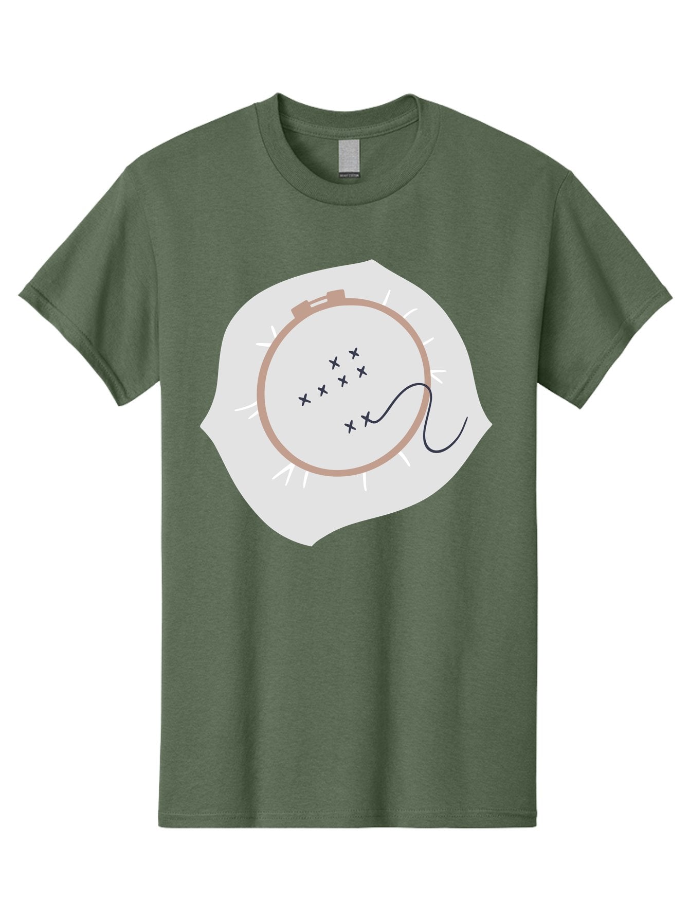 Embroidery-Hoop Men'S Graphic Tee, 100% Cotton, Comfortable Casual Summer Wear, Machine Washable, Embroidery Hoop, Stitching, Needlework, Sewing, Crafting, Diy Project, Handmade, Cross-Stitch Pattern, Thread, Fabric Art Aac027 6