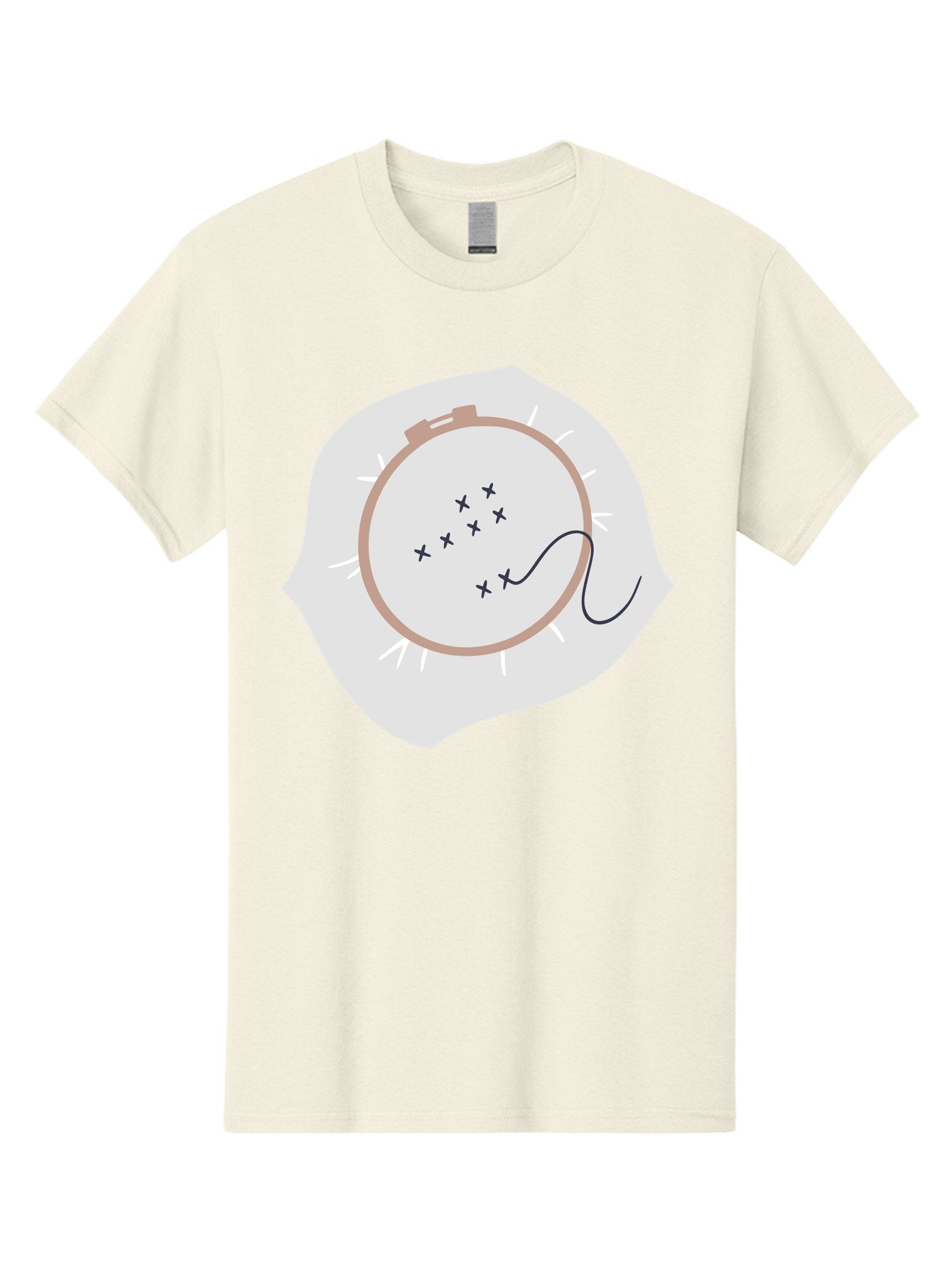 Embroidery-Hoop Men'S Graphic Tee, 100% Cotton, Comfortable Casual Summer Wear, Machine Washable, Embroidery Hoop, Stitching, Needlework, Sewing, Crafting, Diy Project, Handmade, Cross-Stitch Pattern, Thread, Fabric Art Aac027 10