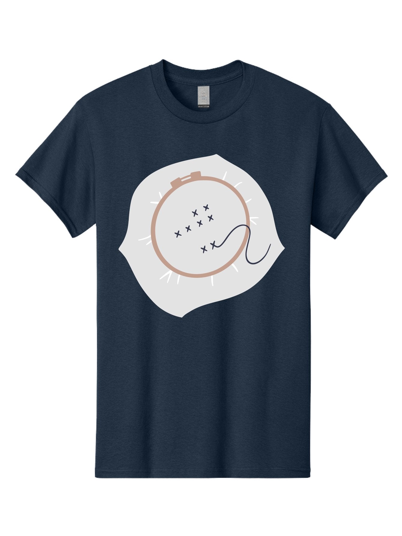 Embroidery-Hoop Men'S Graphic Tee, 100% Cotton, Comfortable Casual Summer Wear, Machine Washable, Embroidery Hoop, Stitching, Needlework, Sewing, Crafting, Diy Project, Handmade, Cross-Stitch Pattern, Thread, Fabric Art Aac027 5