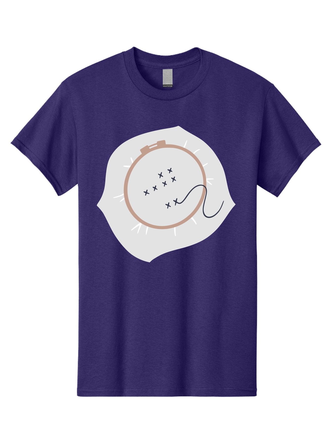 Embroidery-Hoop Men'S Graphic Tee, 100% Cotton, Comfortable Casual Summer Wear, Machine Washable, Embroidery Hoop, Stitching, Needlework, Sewing, Crafting, Diy Project, Handmade, Cross-Stitch Pattern, Thread, Fabric Art Aac027 8