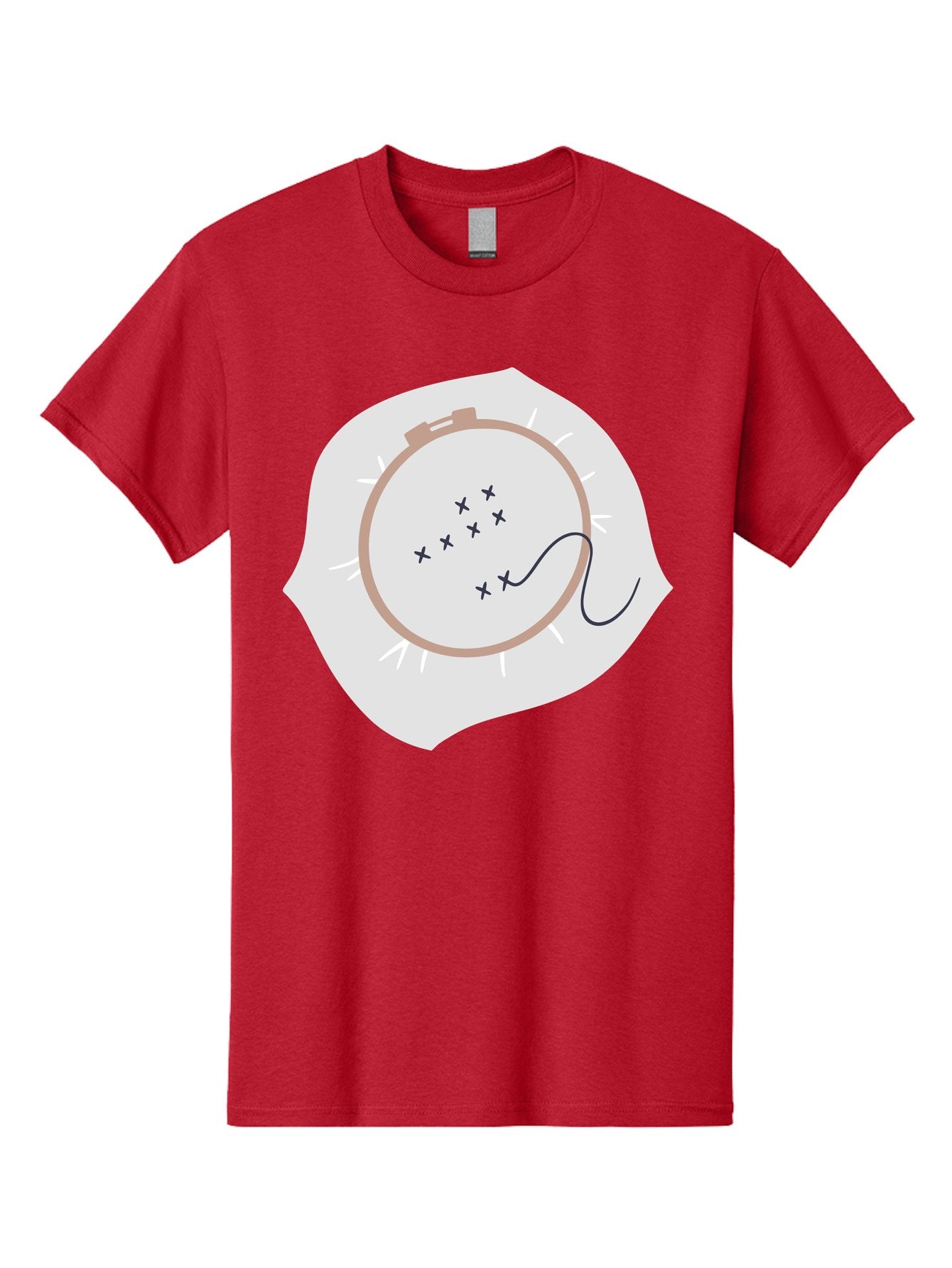 Embroidery-Hoop Men'S Graphic Tee, 100% Cotton, Comfortable Casual Summer Wear, Machine Washable, Embroidery Hoop, Stitching, Needlework, Sewing, Crafting, Diy Project, Handmade, Cross-Stitch Pattern, Thread, Fabric Art Aac027 12