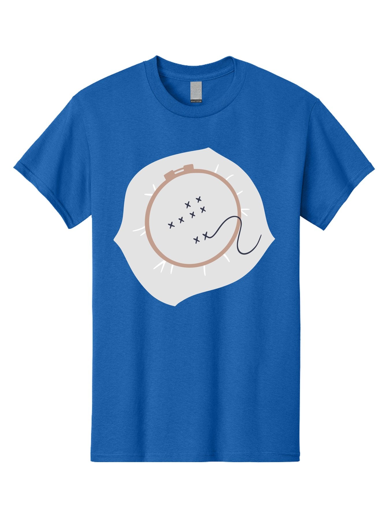 Embroidery-Hoop Men'S Graphic Tee, 100% Cotton, Comfortable Casual Summer Wear, Machine Washable, Embroidery Hoop, Stitching, Needlework, Sewing, Crafting, Diy Project, Handmade, Cross-Stitch Pattern, Thread, Fabric Art Aac027 15