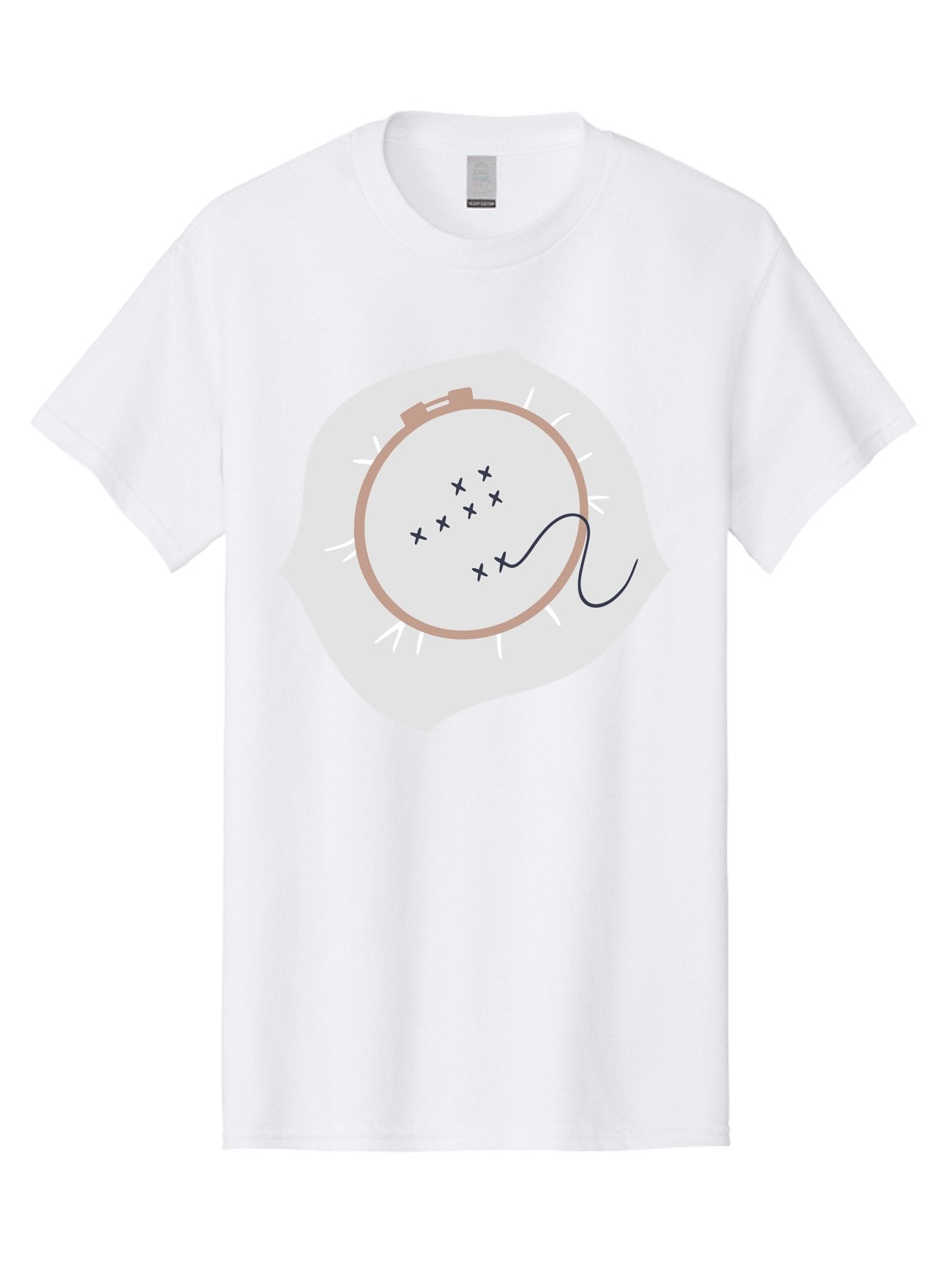 Embroidery-Hoop Men'S Graphic Tee, 100% Cotton, Comfortable Casual Summer Wear, Machine Washable, Embroidery Hoop, Stitching, Needlework, Sewing, Crafting, Diy Project, Handmade, Cross-Stitch Pattern, Thread, Fabric Art Aac027 14