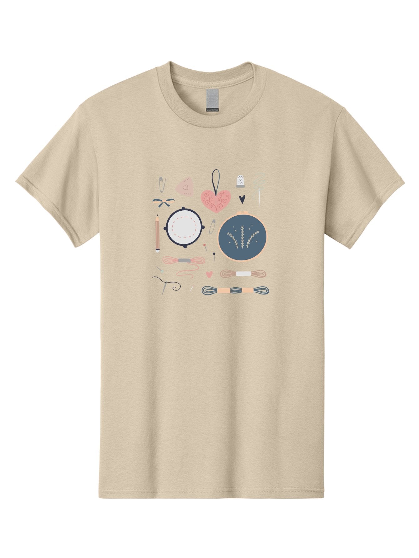 Embroidery-Kit Men'S Graphic Tee, 100% Cotton, Comfortable Casual Summer Wear, Machine Washable, Embroidery Kit, Sewing Supplies, Crafting Tools, Needlework Accessories, Embroidery Hoop, Threads, Needle, Sewing Notions, Craft Embroidery, Aac029 14