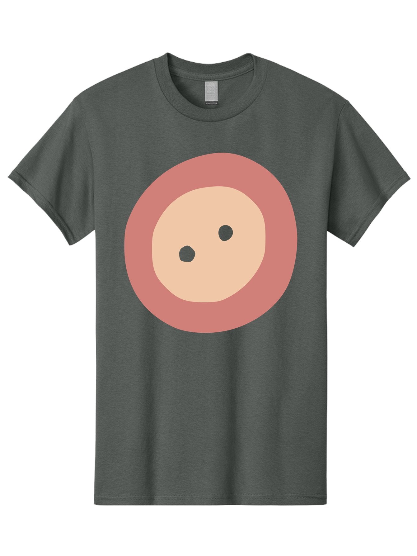 Face-With-Green-Eyes Men'S Graphic Tee, 100% Cotton, Comfortable Casual Summer Wear, Machine Washable, Simple Face, Green Eyes, Beige Skin, Pink Circle, Cartoon Character, Minimalist Design, Abstract Art, Digital Illustration Aac030 3