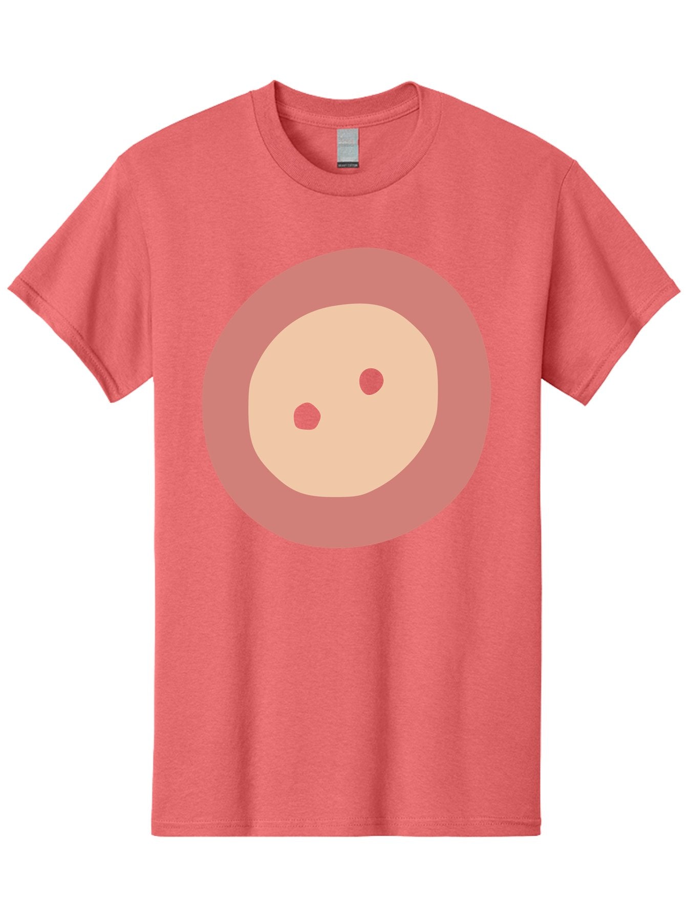Face-With-Green-Eyes Men'S Graphic Tee, 100% Cotton, Comfortable Casual Summer Wear, Machine Washable, Simple Face, Green Eyes, Beige Skin, Pink Circle, Cartoon Character, Minimalist Design, Abstract Art, Digital Illustration Aac030 10
