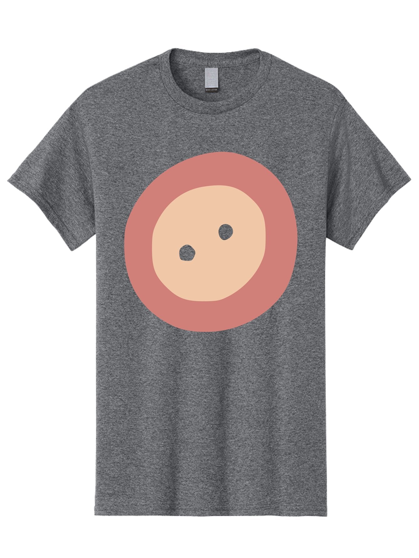 Face-With-Green-Eyes Men'S Graphic Tee, 100% Cotton, Comfortable Casual Summer Wear, Machine Washable, Simple Face, Green Eyes, Beige Skin, Pink Circle, Cartoon Character, Minimalist Design, Abstract Art, Digital Illustration Aac030 9
