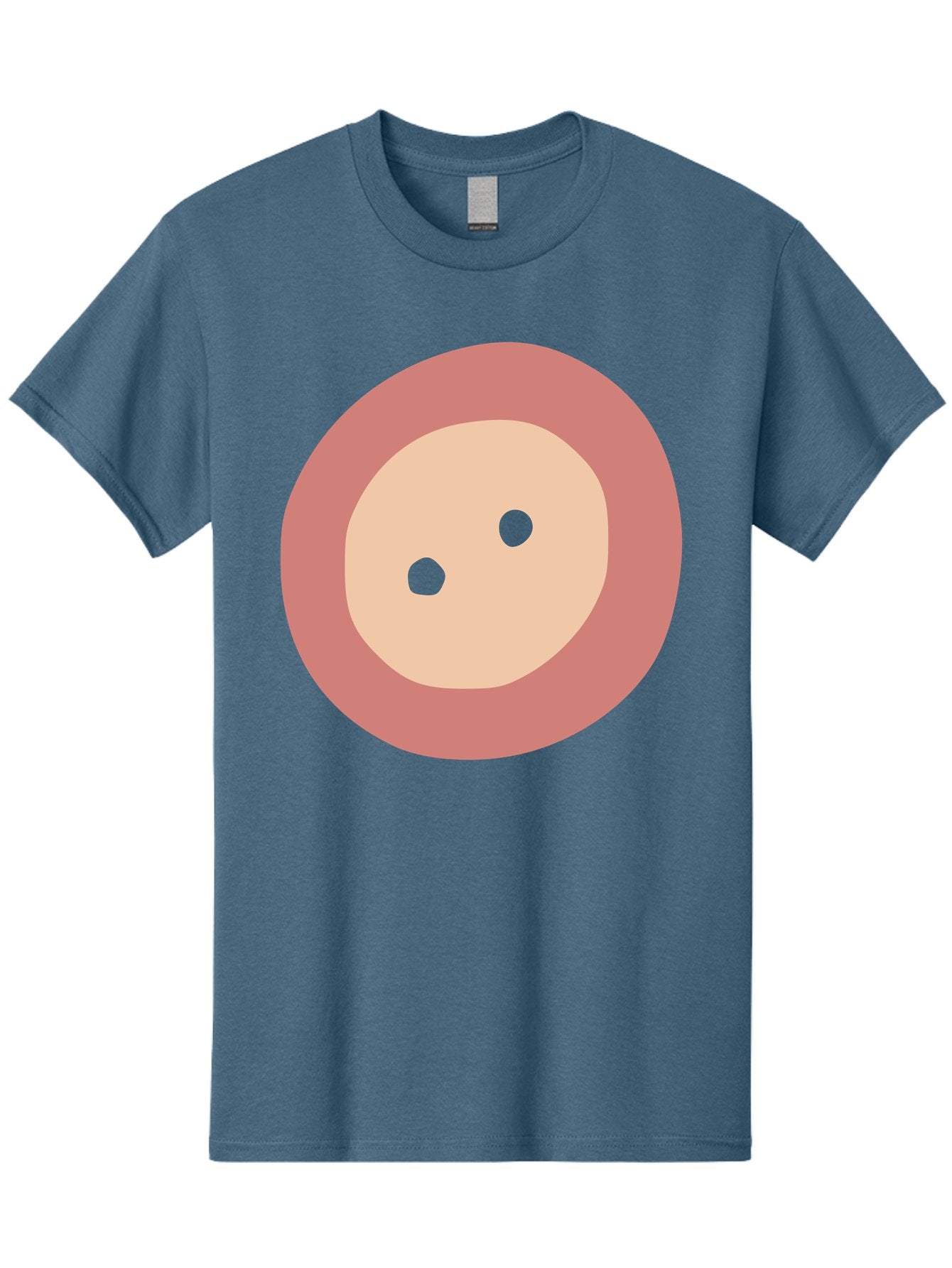 Face-With-Green-Eyes Men'S Graphic Tee, 100% Cotton, Comfortable Casual Summer Wear, Machine Washable, Simple Face, Green Eyes, Beige Skin, Pink Circle, Cartoon Character, Minimalist Design, Abstract Art, Digital Illustration Aac030 12
