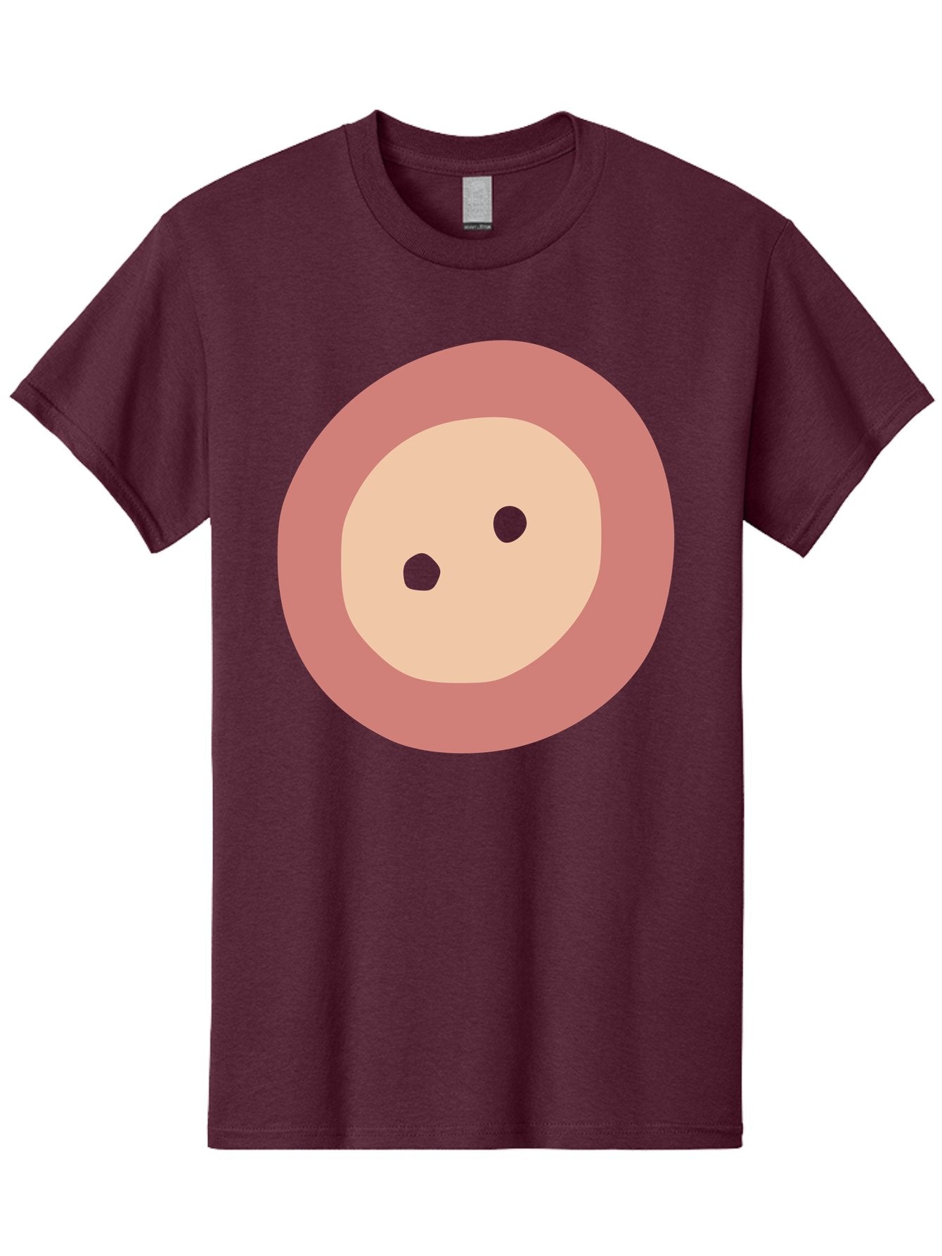 Face-With-Green-Eyes Men'S Graphic Tee, 100% Cotton, Comfortable Casual Summer Wear, Machine Washable, Simple Face, Green Eyes, Beige Skin, Pink Circle, Cartoon Character, Minimalist Design, Abstract Art, Digital Illustration Aac030 4