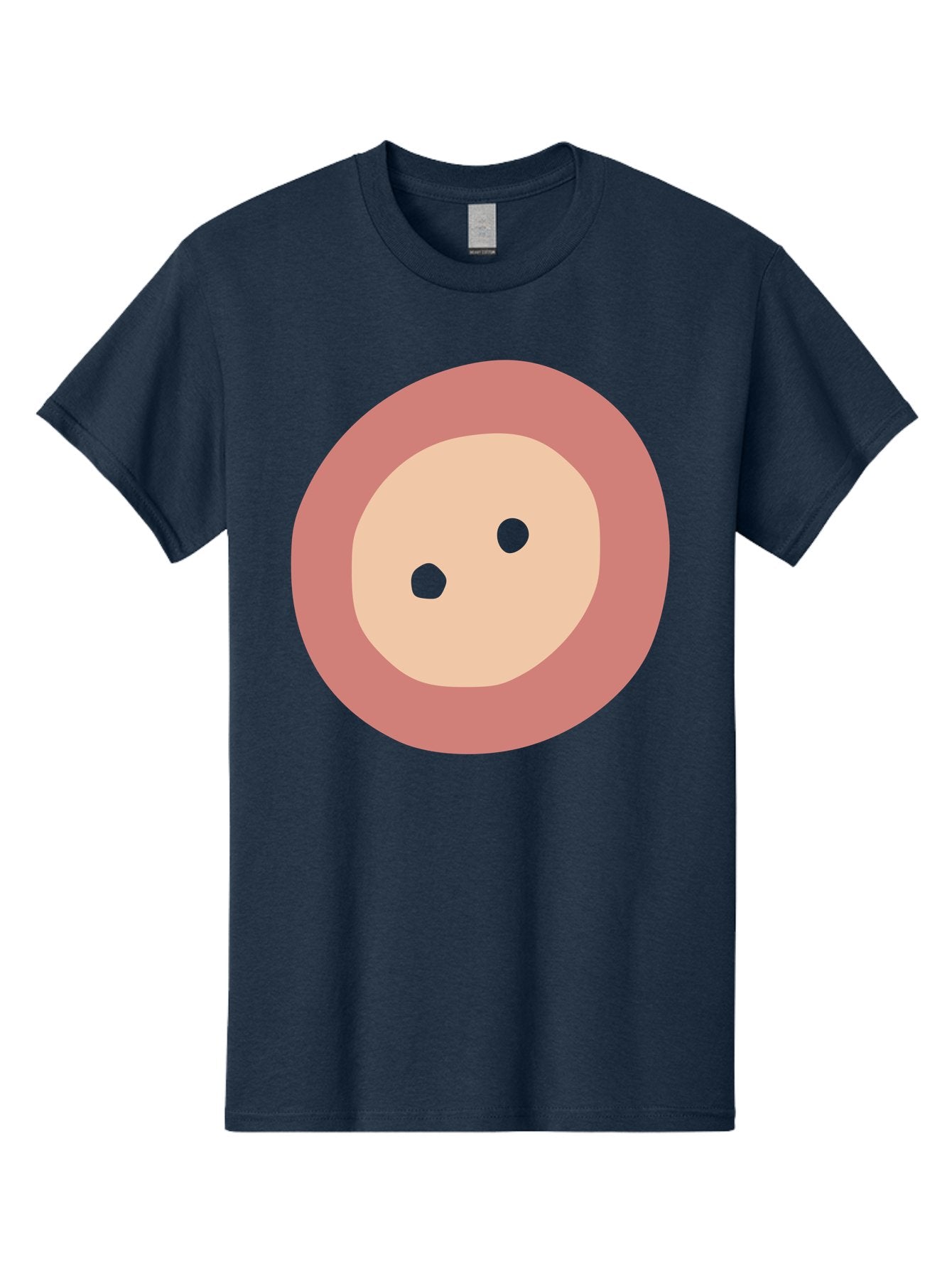 Face-With-Green-Eyes Men'S Graphic Tee, 100% Cotton, Comfortable Casual Summer Wear, Machine Washable, Simple Face, Green Eyes, Beige Skin, Pink Circle, Cartoon Character, Minimalist Design, Abstract Art, Digital Illustration Aac030 15