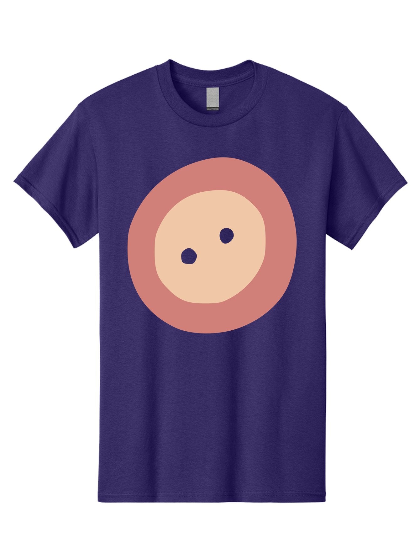 Face-With-Green-Eyes Men'S Graphic Tee, 100% Cotton, Comfortable Casual Summer Wear, Machine Washable, Simple Face, Green Eyes, Beige Skin, Pink Circle, Cartoon Character, Minimalist Design, Abstract Art, Digital Illustration Aac030