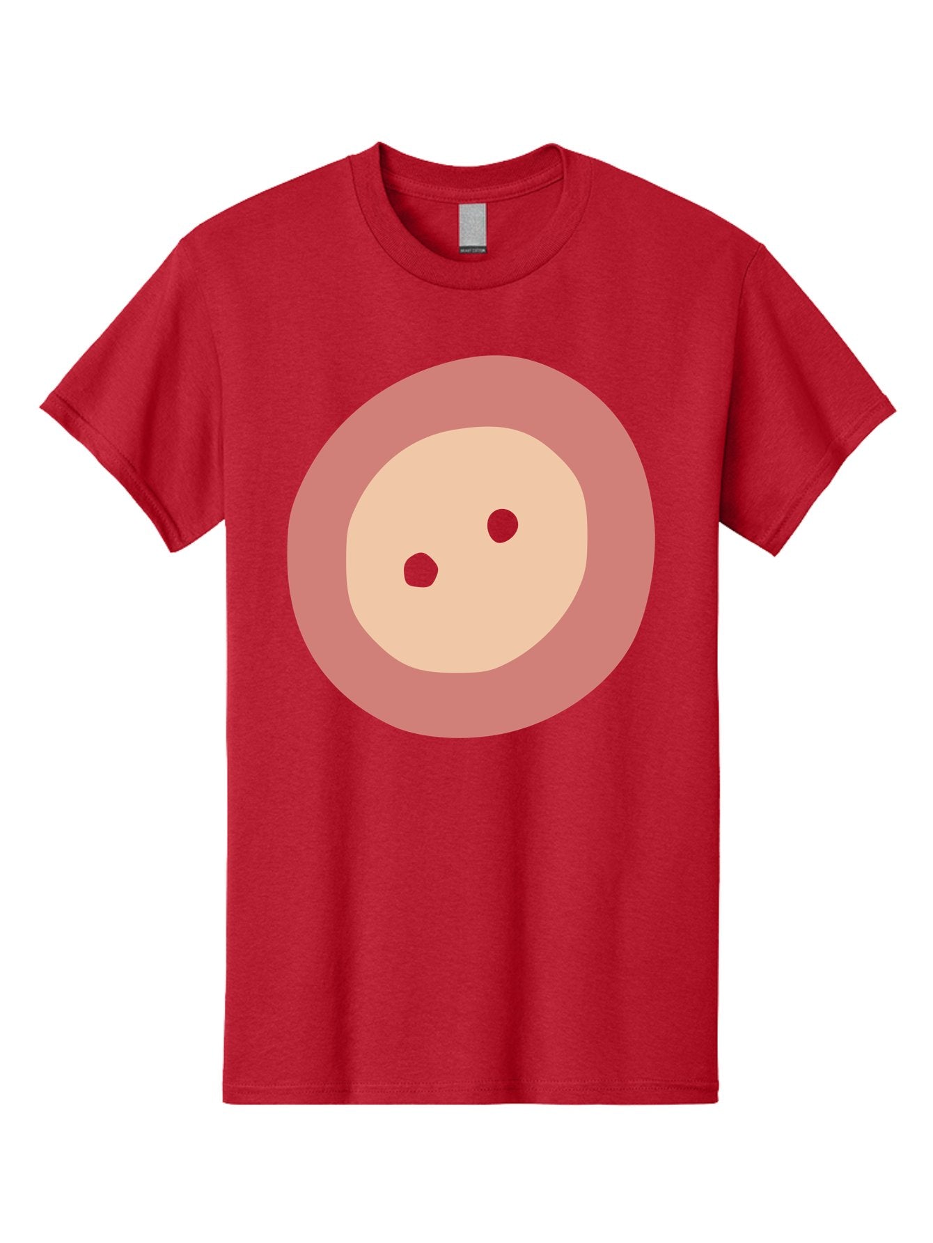 Face-With-Green-Eyes Men'S Graphic Tee, 100% Cotton, Comfortable Casual Summer Wear, Machine Washable, Simple Face, Green Eyes, Beige Skin, Pink Circle, Cartoon Character, Minimalist Design, Abstract Art, Digital Illustration Aac030