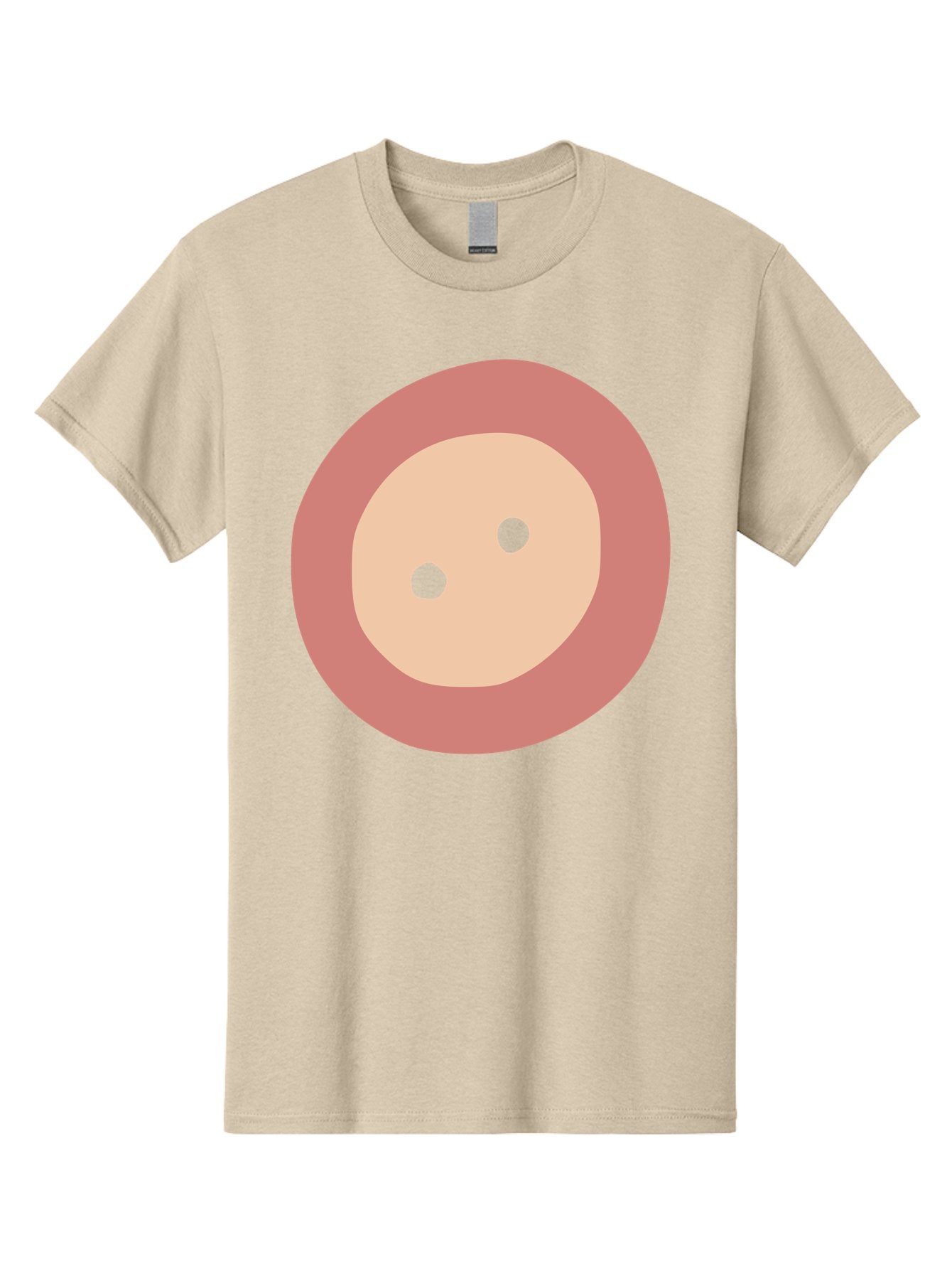 Face-With-Green-Eyes Men'S Graphic Tee, 100% Cotton, Comfortable Casual Summer Wear, Machine Washable, Simple Face, Green Eyes, Beige Skin, Pink Circle, Cartoon Character, Minimalist Design, Abstract Art, Digital Illustration Aac030 13