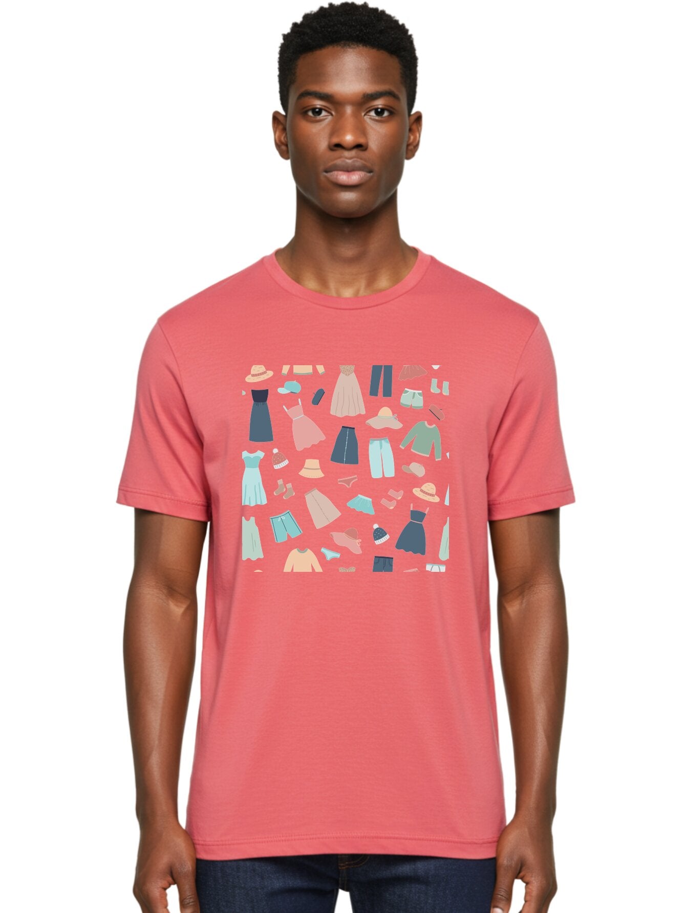 Fashion-Clothing Men'S Graphic Tee, 100% Cotton, Comfortable Casual Summer Wear, Machine Washable, Assorted Clothing Items, Pastel Colors, Fashion Accessories, Hats, Dresses, Tops, Pants, Shorts, Shoes, Casual Wear, Relaxed Fit, Aac031 23