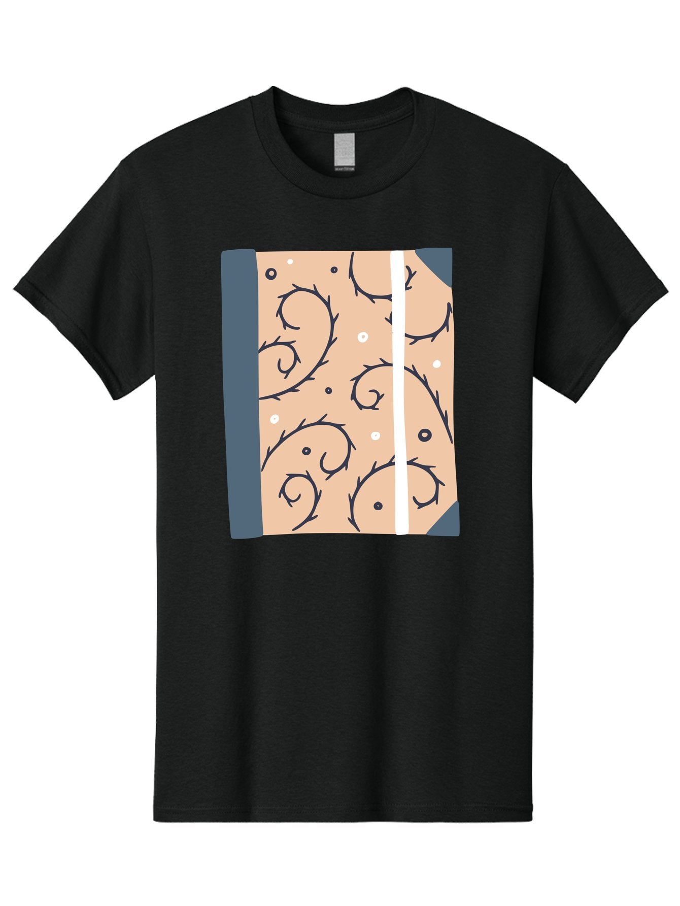 Fish-Pattern-Book Men'S Graphic Tee, 100% Cotton, Comfortable Casual Summer Wear, Machine Washable, Notebook, Journal, Fish Pattern, Peach Background, Blue Binding, Creative Design, Stationery, School Supplies, Organization Tools, Writing Pad, Aac032 7