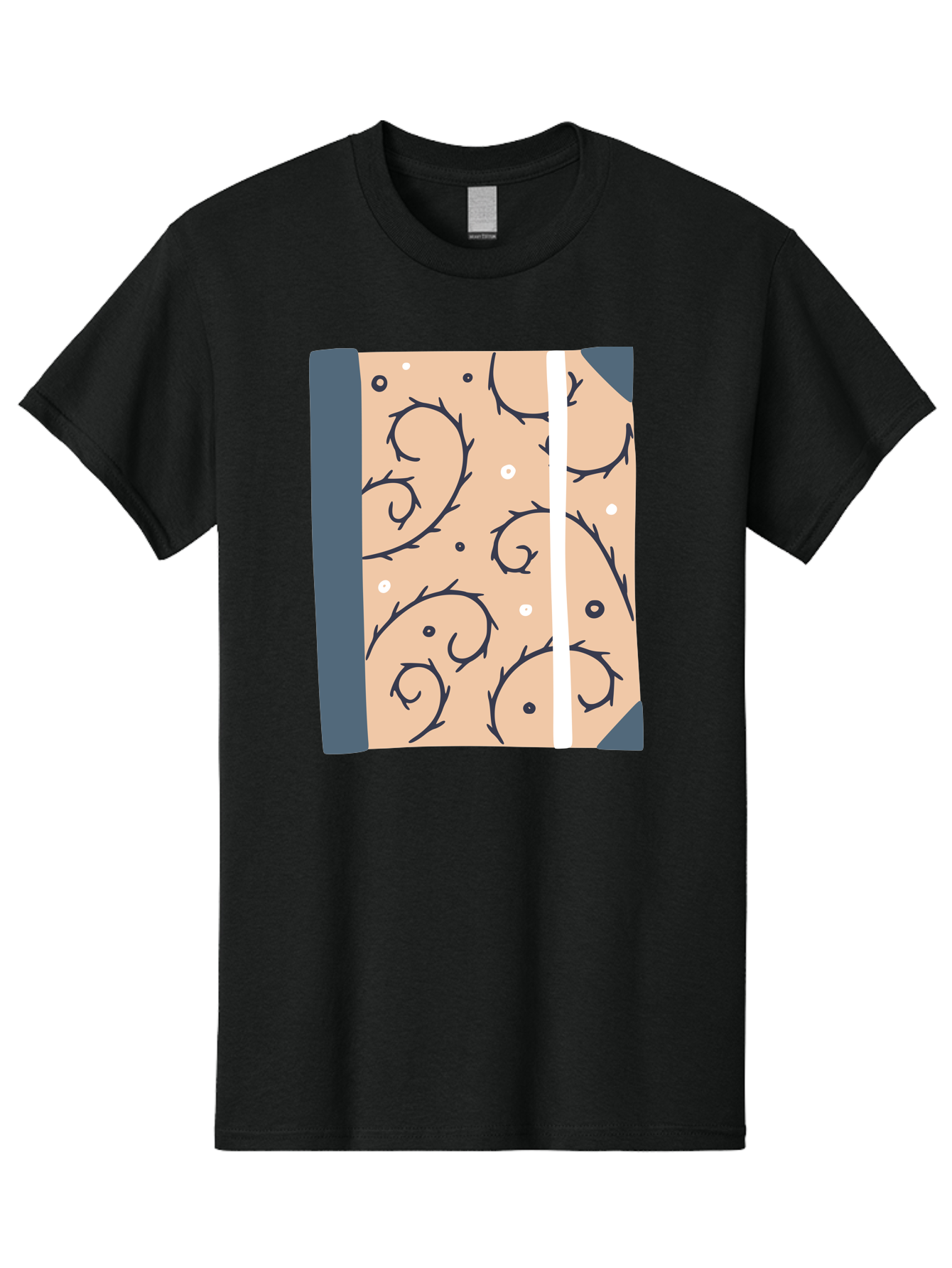 Fish-Pattern-Book Men'S Graphic Tee, 100% Cotton, Comfortable Casual Summer Wear, Machine Washable, Notebook, Journal, Fish Pattern, Peach Background, Blue Binding, Creative Design, Stationery, School Supplies, Organization Tools, Writing Pad, Aac032 25