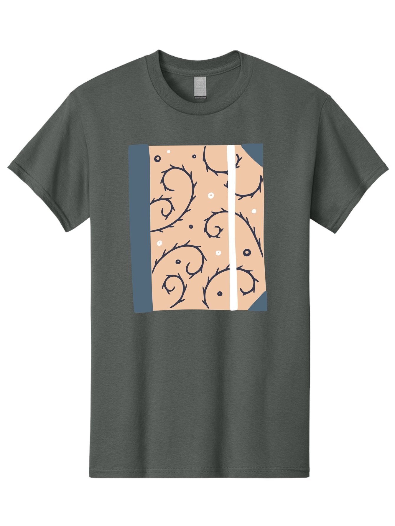 Fish-Pattern-Book Men'S Graphic Tee, 100% Cotton, Comfortable Casual Summer Wear, Machine Washable, Notebook, Journal, Fish Pattern, Peach Background, Blue Binding, Creative Design, Stationery, School Supplies, Organization Tools, Writing Pad, Aac032 13