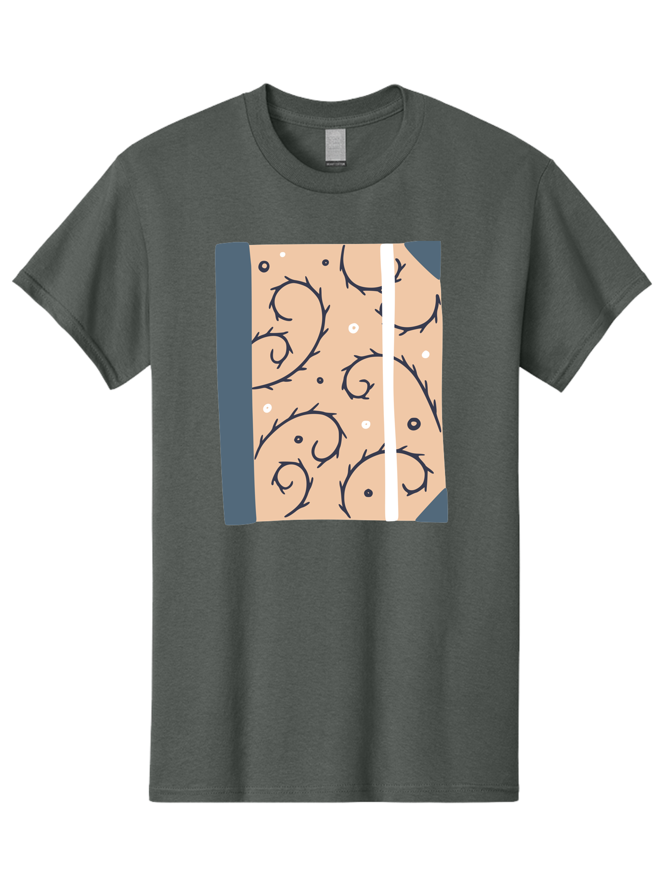Fish-Pattern-Book Men'S Graphic Tee, 100% Cotton, Comfortable Casual Summer Wear, Machine Washable, Notebook, Journal, Fish Pattern, Peach Background, Blue Binding, Creative Design, Stationery, School Supplies, Organization Tools, Writing Pad, Aac032 29