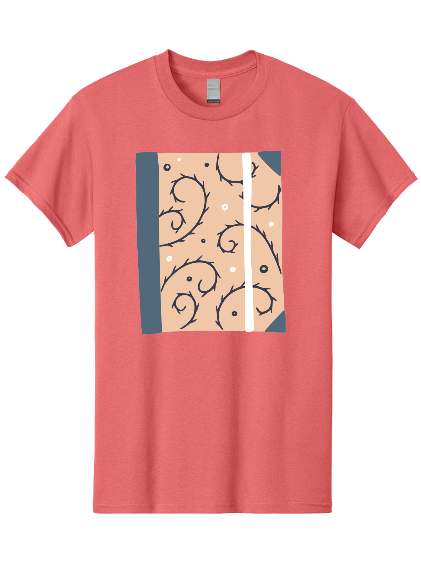 Fish-Pattern-Book Men'S Graphic Tee, 100% Cotton, Comfortable Casual Summer Wear, Machine Washable, Notebook, Journal, Fish Pattern, Peach Background, Blue Binding, Creative Design, Stationery, School Supplies, Organization Tools, Writing Pad, Aac032 27