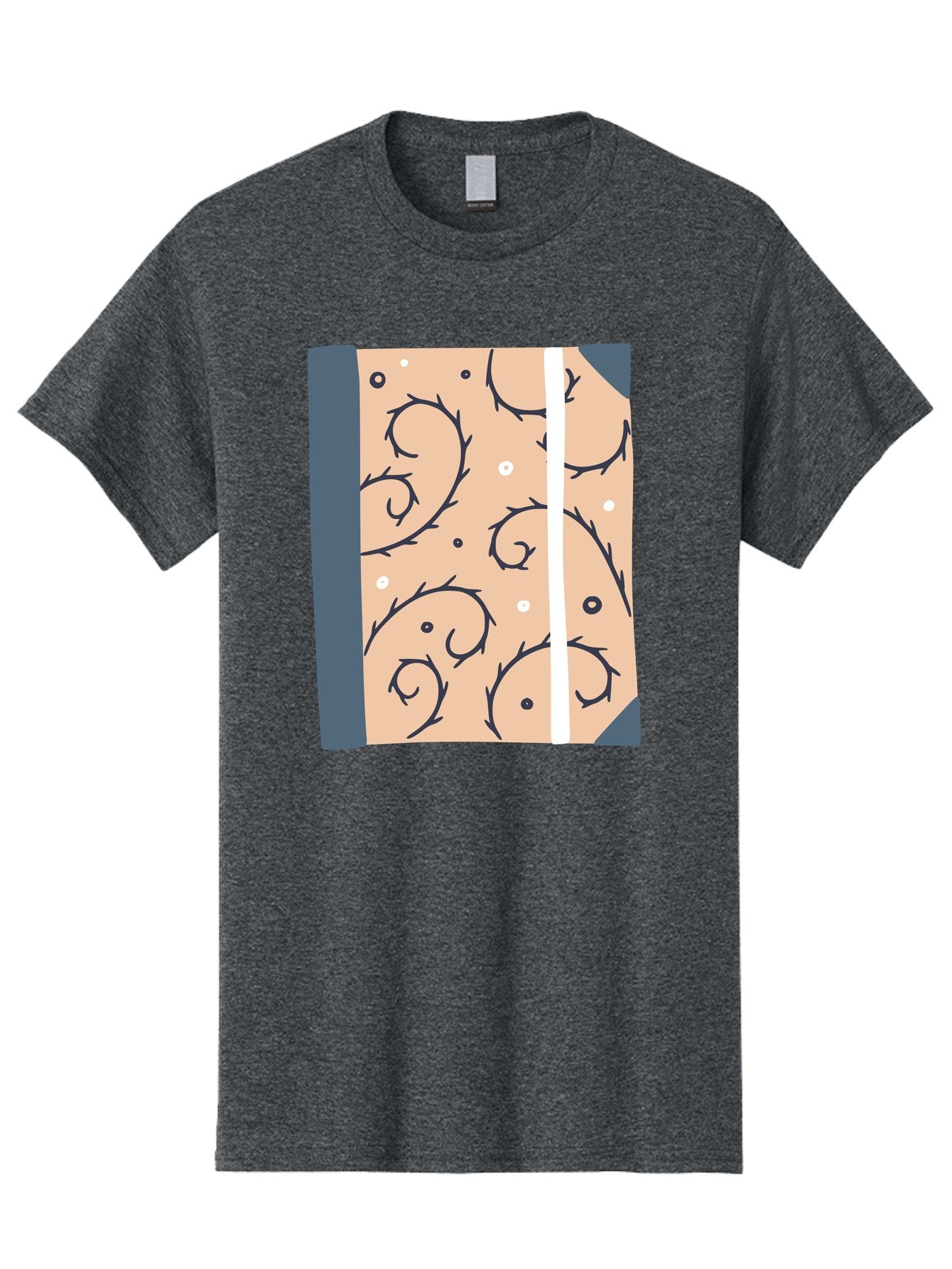 Fish-Pattern-Book Men'S Graphic Tee, 100% Cotton, Comfortable Casual Summer Wear, Machine Washable, Notebook, Journal, Fish Pattern, Peach Background, Blue Binding, Creative Design, Stationery, School Supplies, Organization Tools, Writing Pad, Aac032 9
