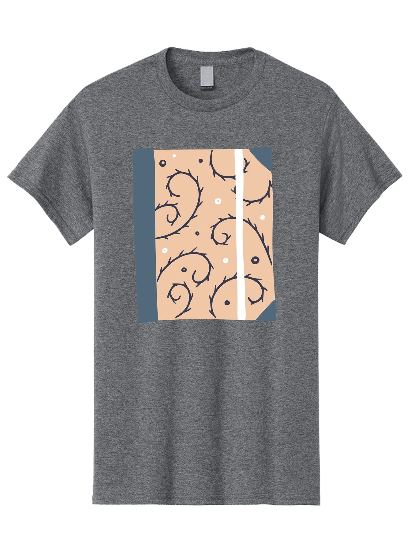 Fish-Pattern-Book Men'S Graphic Tee, 100% Cotton, Comfortable Casual Summer Wear, Machine Washable, Notebook, Journal, Fish Pattern, Peach Background, Blue Binding, Creative Design, Stationery, School Supplies, Organization Tools, Writing Pad, Aac032 11