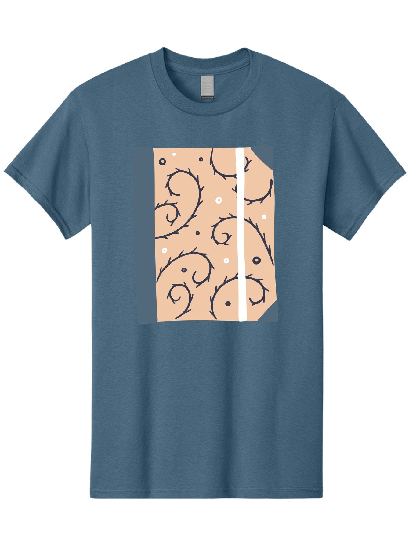 Fish-Pattern-Book Men'S Graphic Tee, 100% Cotton, Comfortable Casual Summer Wear, Machine Washable, Notebook, Journal, Fish Pattern, Peach Background, Blue Binding, Creative Design, Stationery, School Supplies, Organization Tools, Writing Pad, Aac032 12