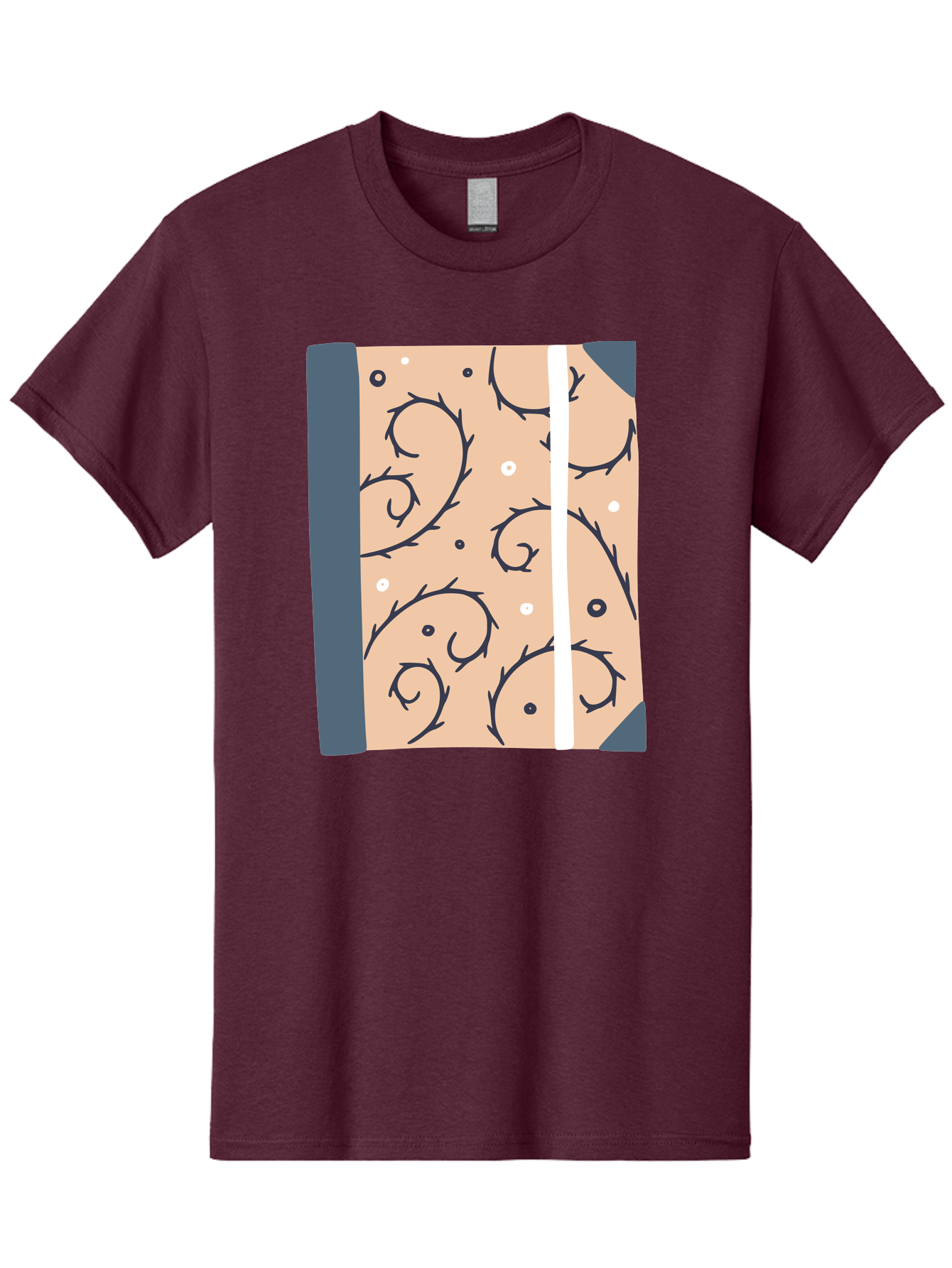 Fish-Pattern-Book Men'S Graphic Tee, 100% Cotton, Comfortable Casual Summer Wear, Machine Washable, Notebook, Journal, Fish Pattern, Peach Background, Blue Binding, Creative Design, Stationery, School Supplies, Organization Tools, Writing Pad, Aac032 15