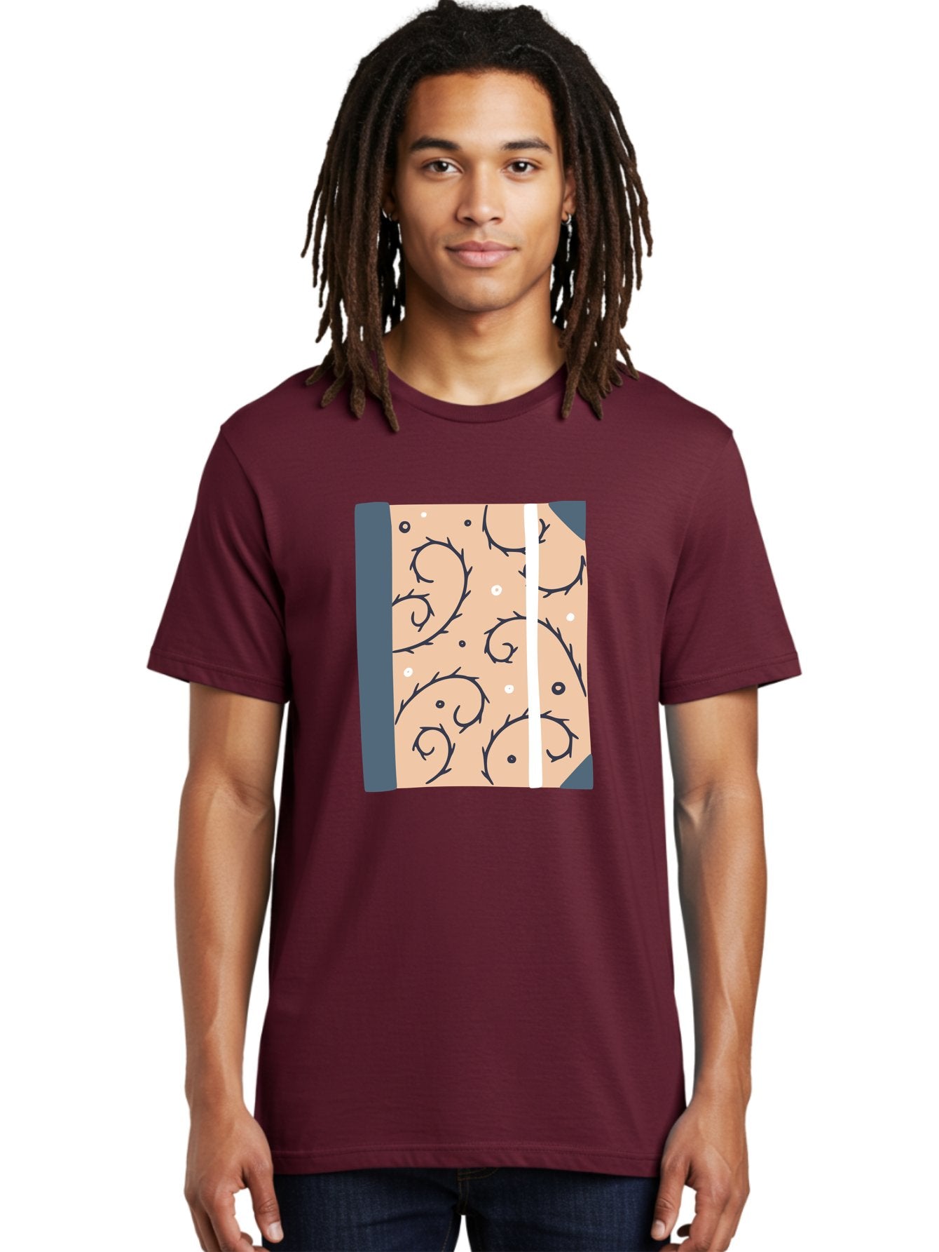 Fish-Pattern-Book Men'S Graphic Tee, 100% Cotton, Comfortable Casual Summer Wear, Machine Washable, Notebook, Journal, Fish Pattern, Peach Background, Blue Binding, Creative Design, Stationery, School Supplies, Organization Tools, Writing Pad, Aac032 23