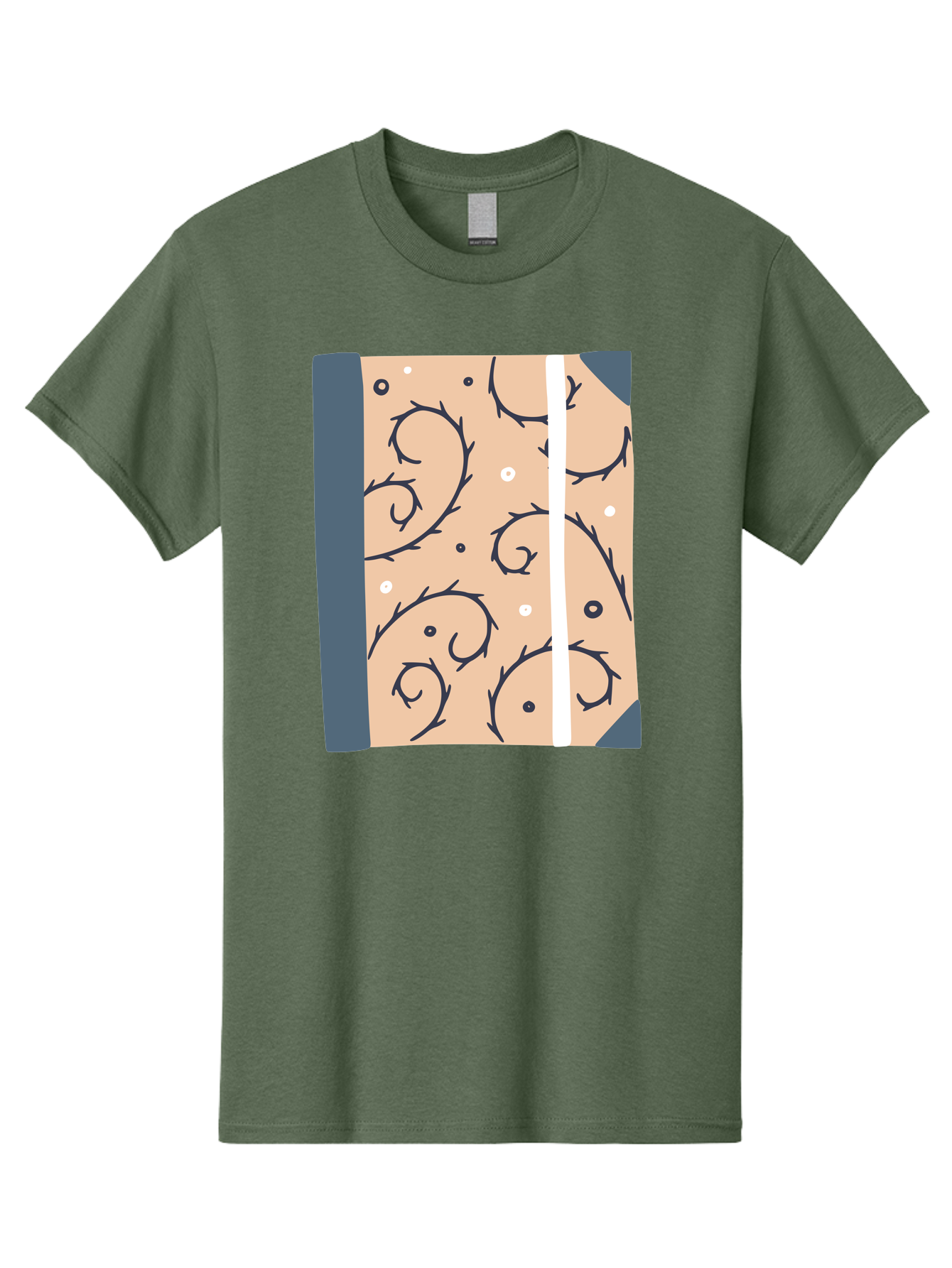 Fish-Pattern-Book Men'S Graphic Tee, 100% Cotton, Comfortable Casual Summer Wear, Machine Washable, Notebook, Journal, Fish Pattern, Peach Background, Blue Binding, Creative Design, Stationery, School Supplies, Organization Tools, Writing Pad, Aac032 3