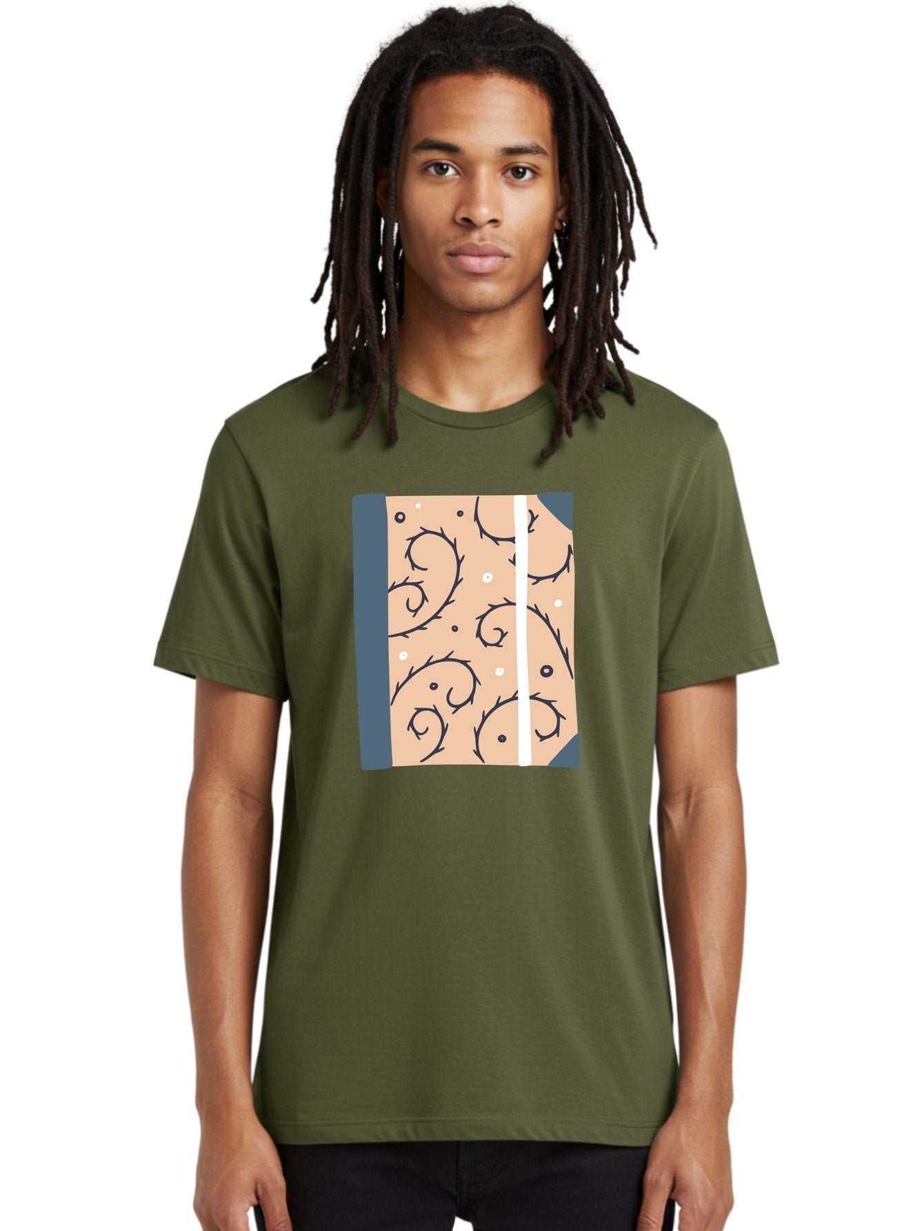 Fish-Pattern-Book Men'S Graphic Tee, 100% Cotton, Comfortable Casual Summer Wear, Machine Washable, Notebook, Journal, Fish Pattern, Peach Background, Blue Binding, Creative Design, Stationery, School Supplies, Organization Tools, Writing Pad, Aac032 29