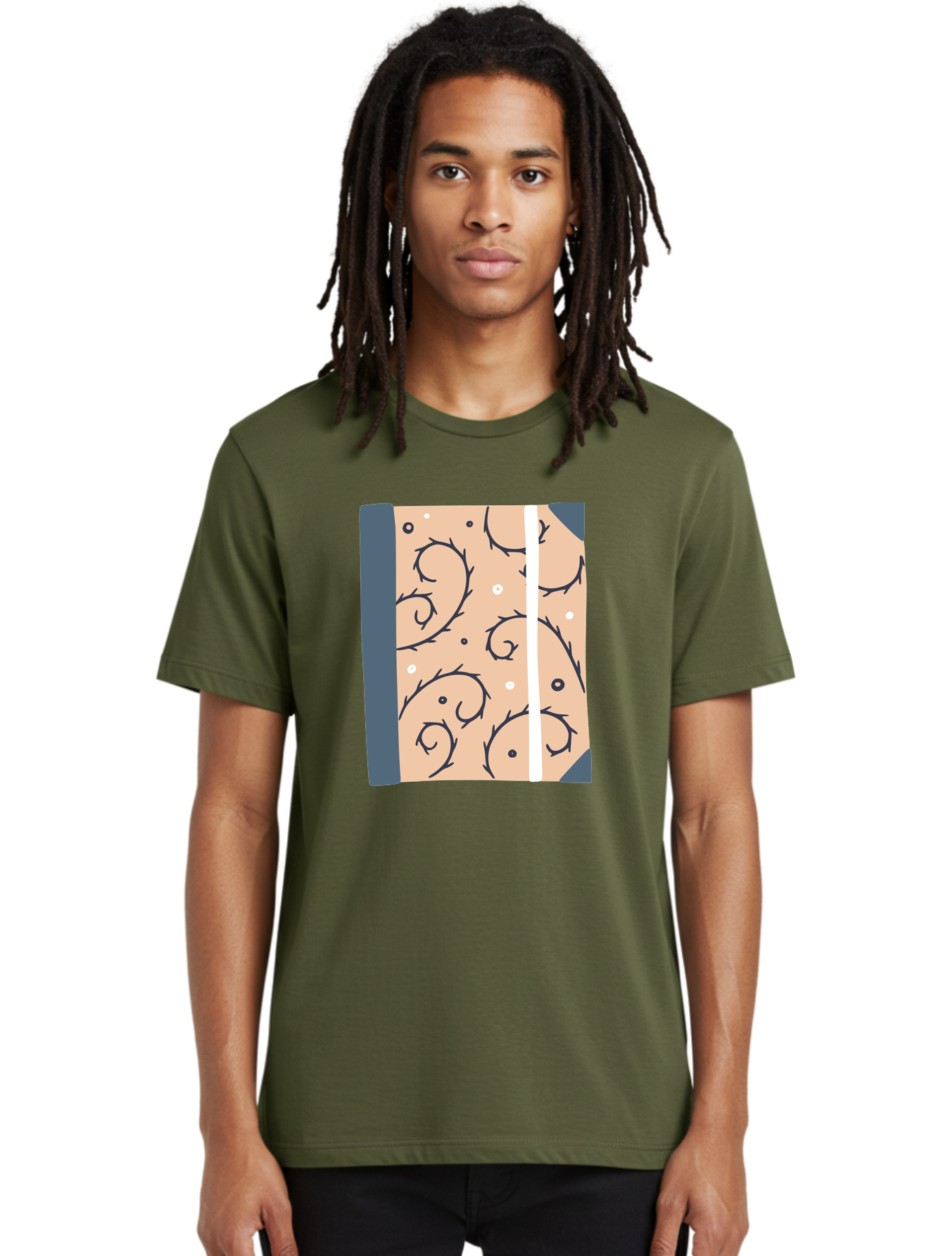 Fish-Pattern-Book Men'S Graphic Tee, 100% Cotton, Comfortable Casual Summer Wear, Machine Washable, Notebook, Journal, Fish Pattern, Peach Background, Blue Binding, Creative Design, Stationery, School Supplies, Organization Tools, Writing Pad, Aac032 4