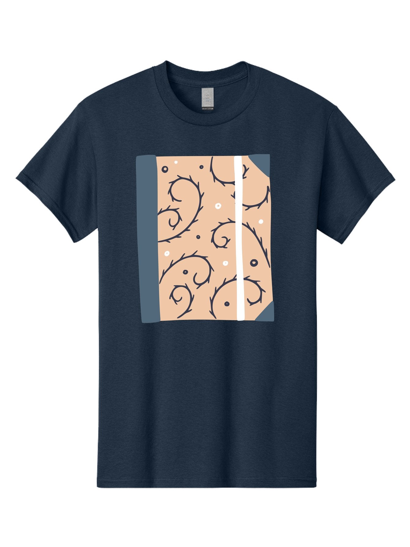 Fish-Pattern-Book Men'S Graphic Tee, 100% Cotton, Comfortable Casual Summer Wear, Machine Washable, Notebook, Journal, Fish Pattern, Peach Background, Blue Binding, Creative Design, Stationery, School Supplies, Organization Tools, Writing Pad, Aac032