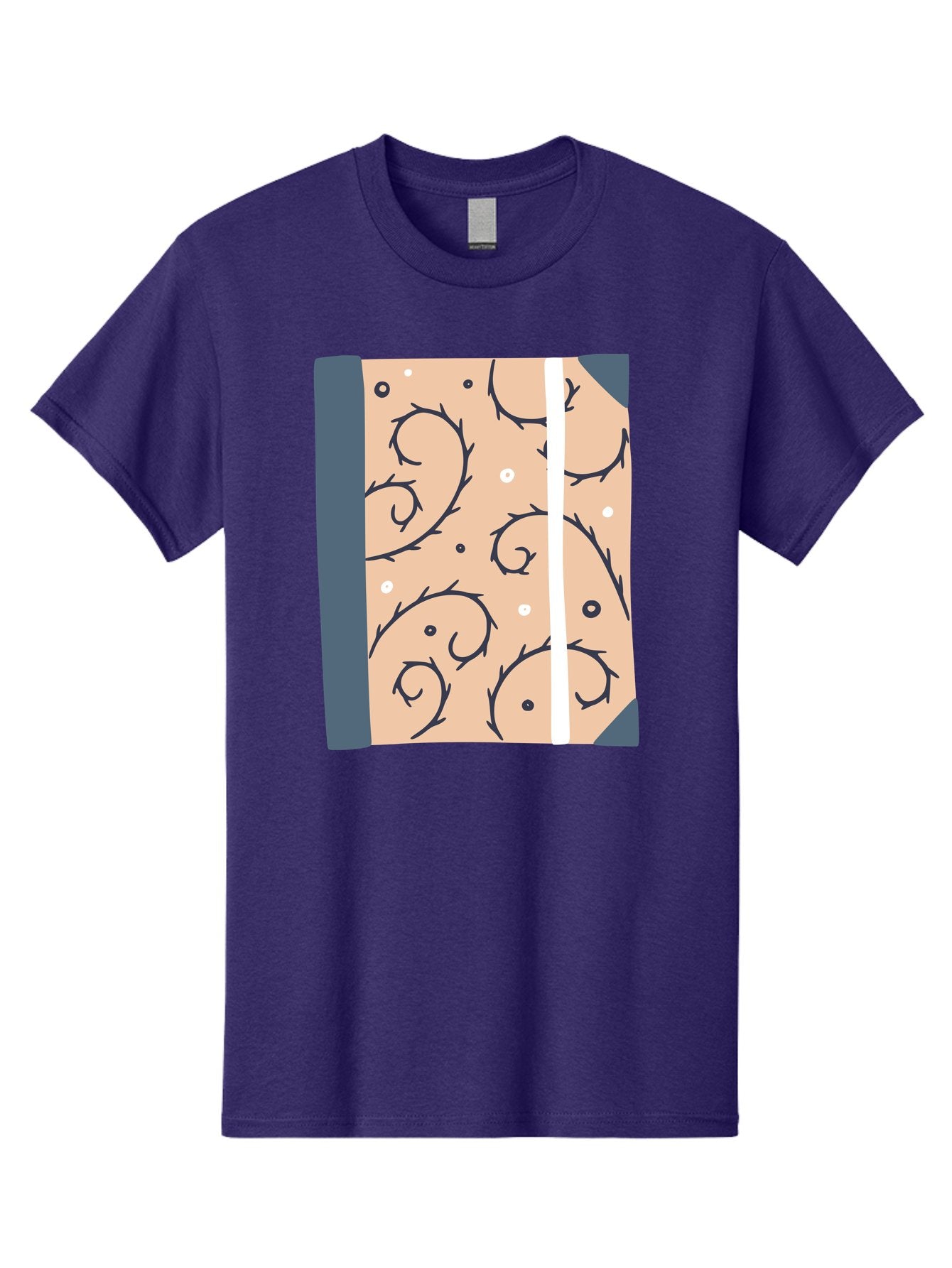 Fish-Pattern-Book Men'S Graphic Tee, 100% Cotton, Comfortable Casual Summer Wear, Machine Washable, Notebook, Journal, Fish Pattern, Peach Background, Blue Binding, Creative Design, Stationery, School Supplies, Organization Tools, Writing Pad, Aac032