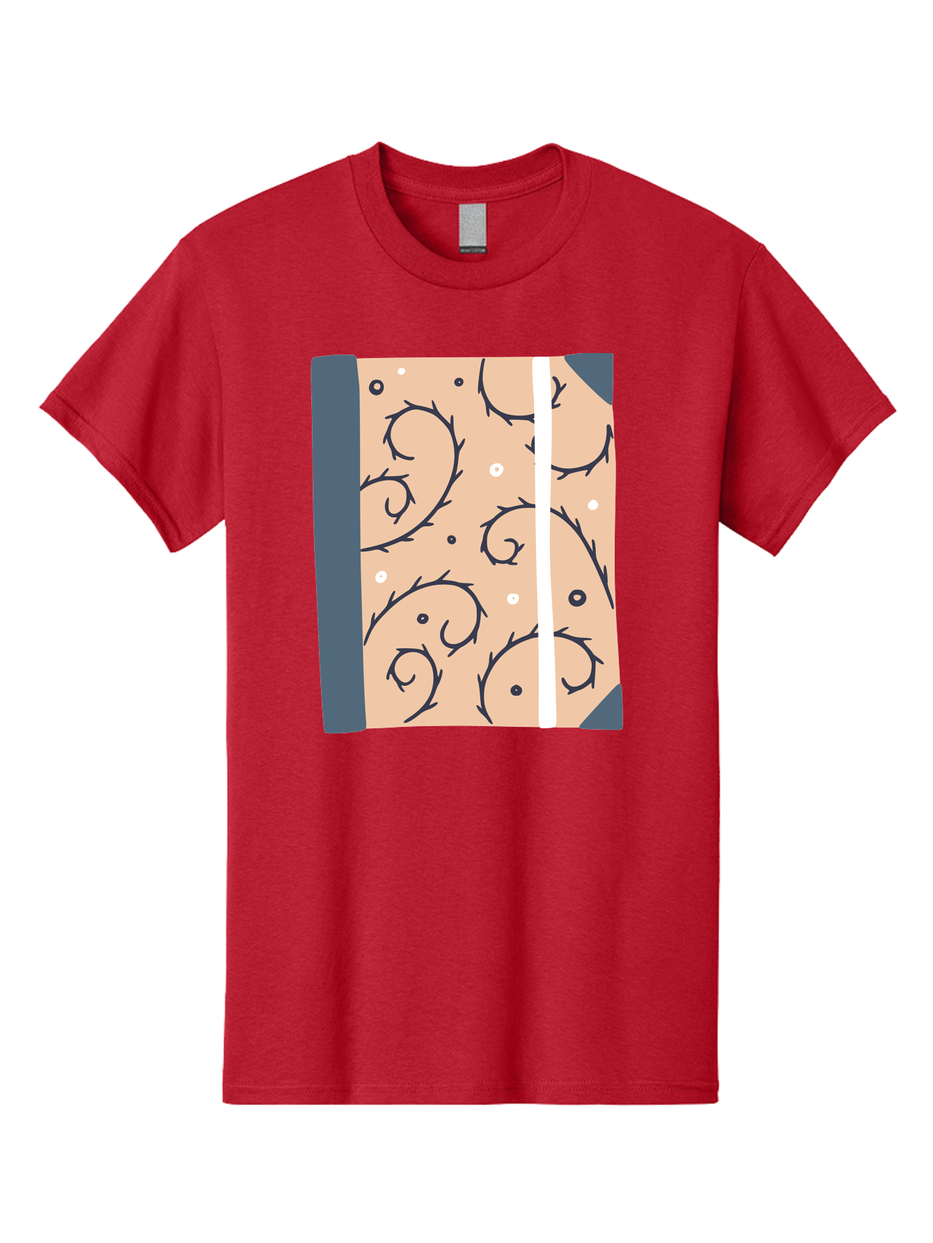 Fish-Pattern-Book Men'S Graphic Tee, 100% Cotton, Comfortable Casual Summer Wear, Machine Washable, Notebook, Journal, Fish Pattern, Peach Background, Blue Binding, Creative Design, Stationery, School Supplies, Organization Tools, Writing Pad, Aac032 13