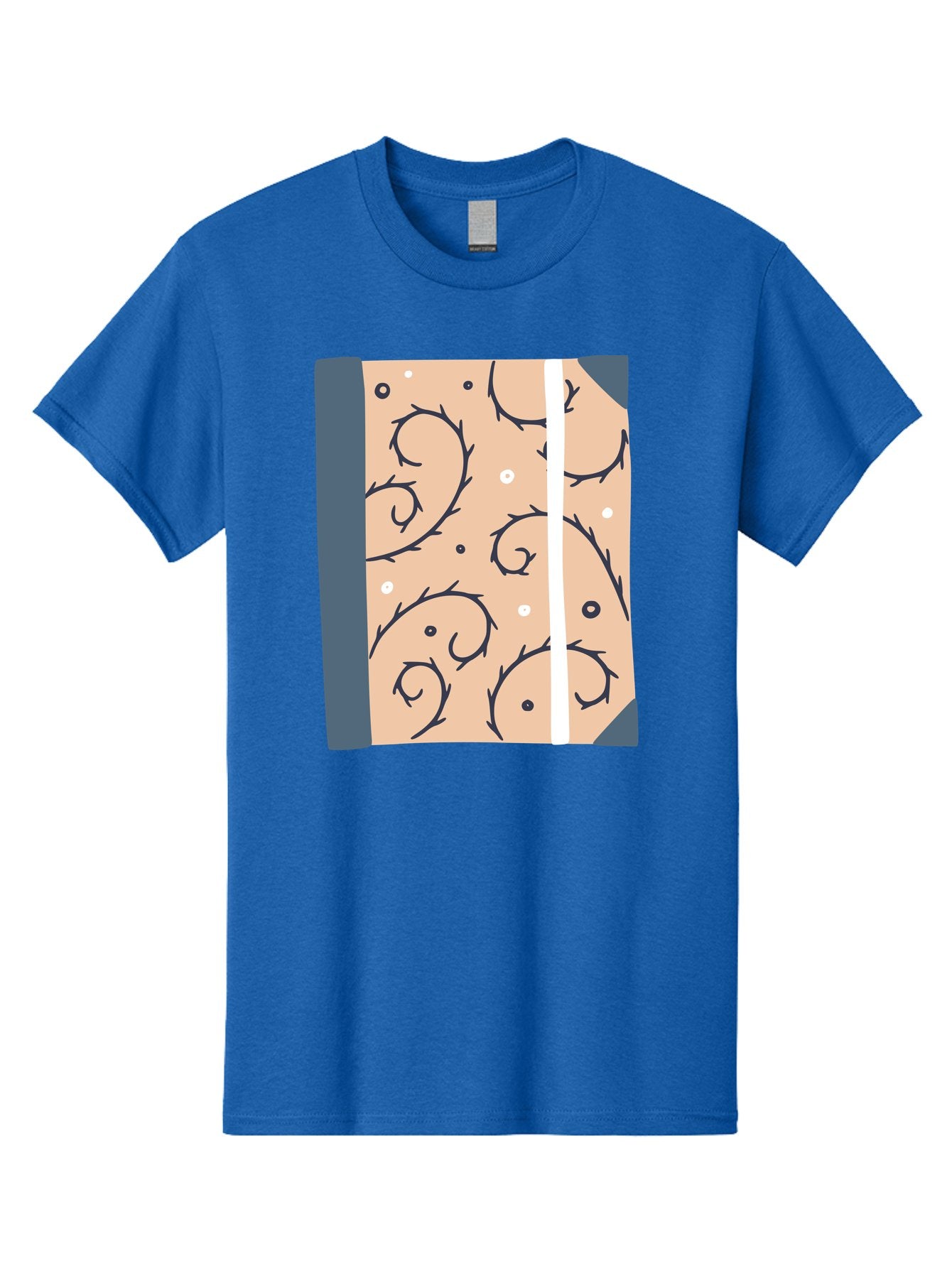 Fish-Pattern-Book Men'S Graphic Tee, 100% Cotton, Comfortable Casual Summer Wear, Machine Washable, Notebook, Journal, Fish Pattern, Peach Background, Blue Binding, Creative Design, Stationery, School Supplies, Organization Tools, Writing Pad, Aac032 15