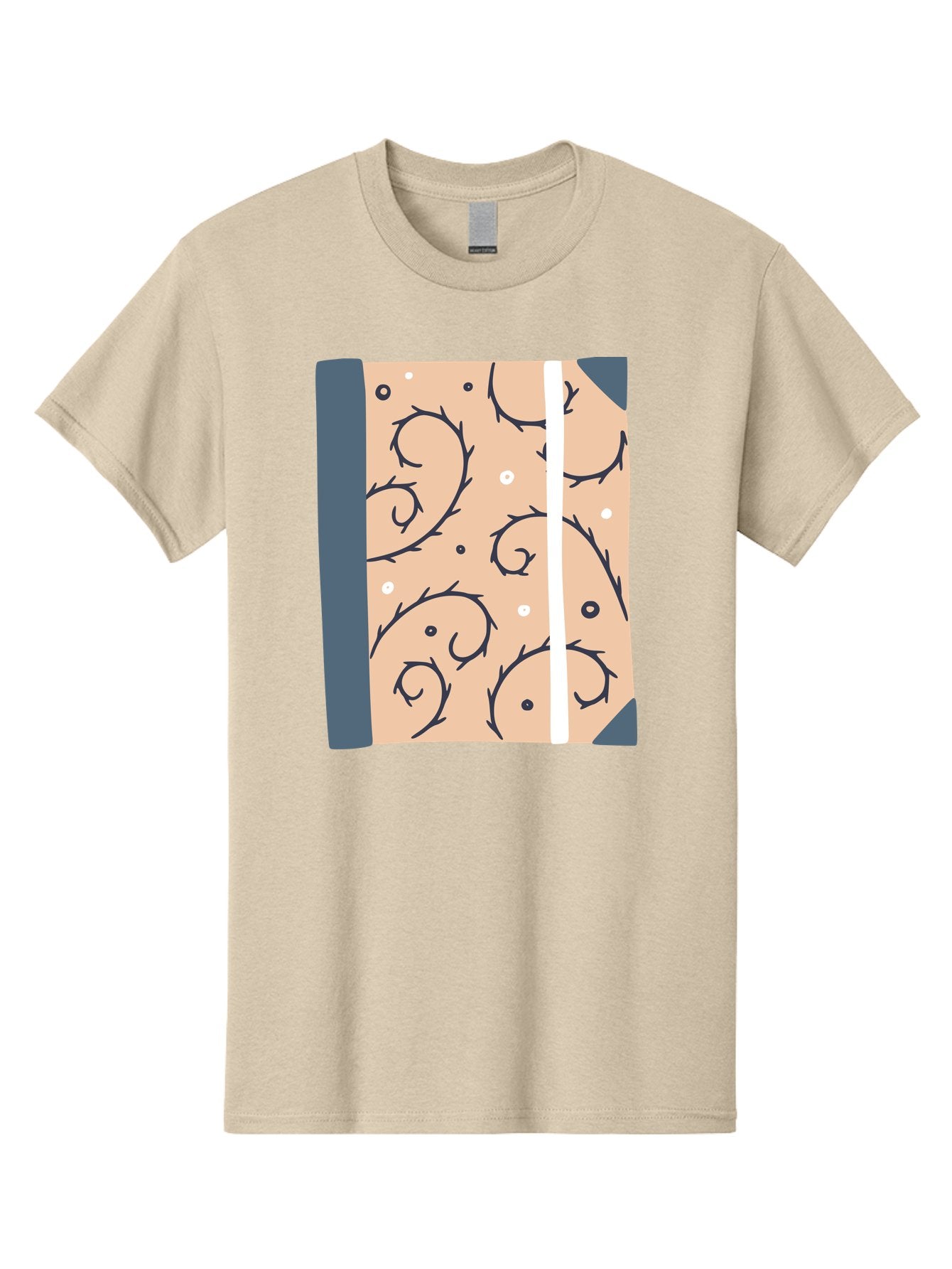 Fish-Pattern-Book Men'S Graphic Tee, 100% Cotton, Comfortable Casual Summer Wear, Machine Washable, Notebook, Journal, Fish Pattern, Peach Background, Blue Binding, Creative Design, Stationery, School Supplies, Organization Tools, Writing Pad, Aac032 4